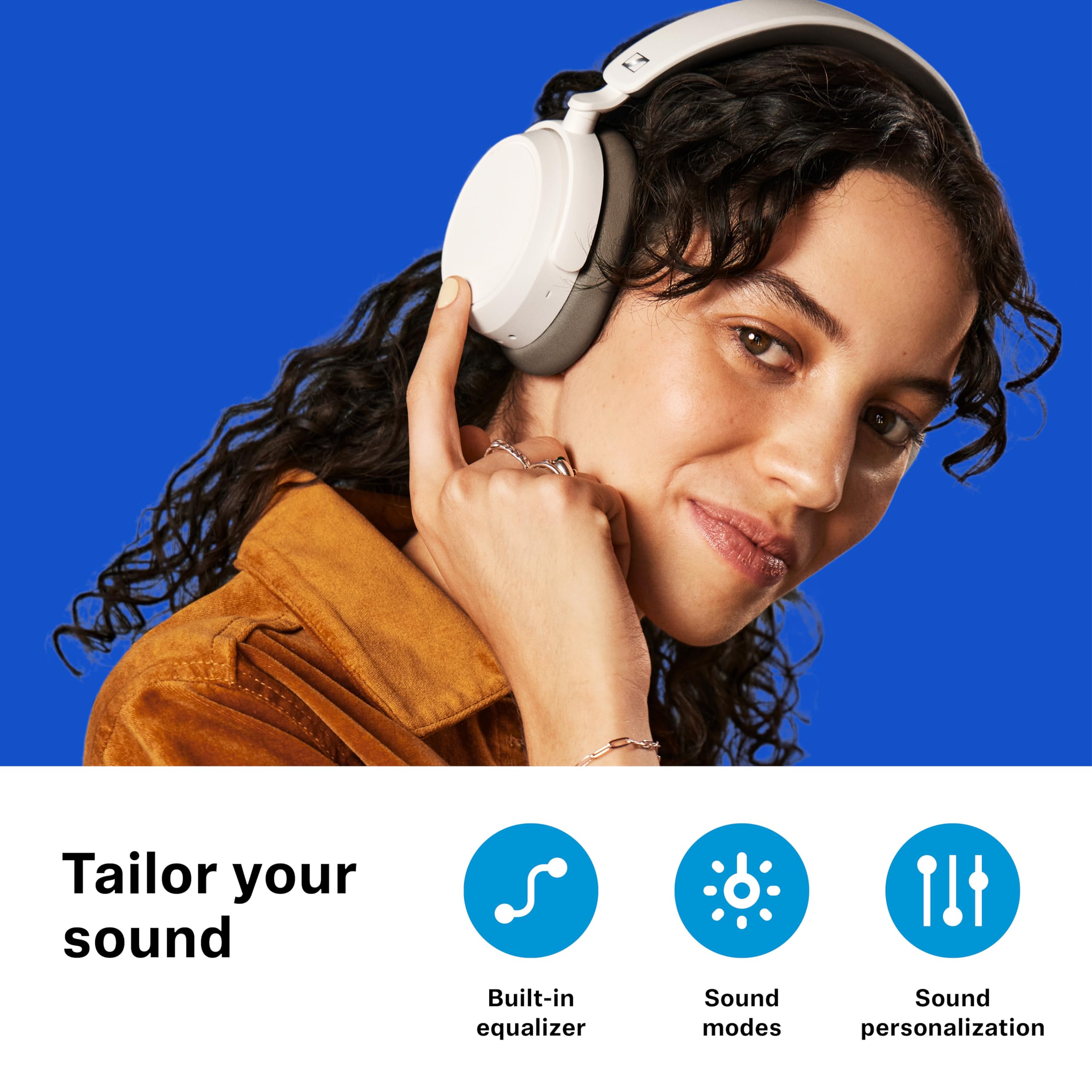 Sennheiser ACCENTUM Plus Wireless Bluetooth Headphones with Quick Charge, 50-Hour Battery Life, Adaptive Hybrid ANC, Sound Personalization & Touch Controls - White | Perfect for Travel, Workouts & Noise-Free Listening