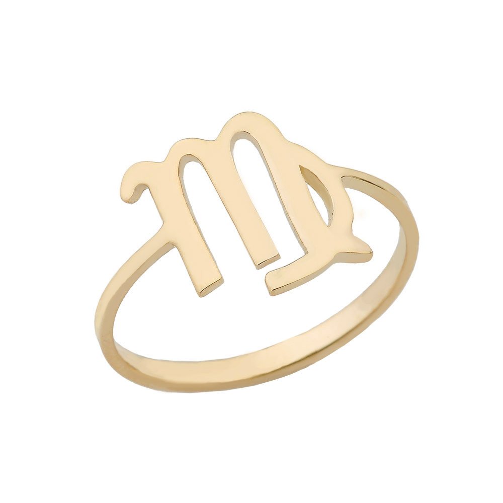 14K Yellow Gold Virgo Zodiac Horoscope Ring - Perfect for Birthdays, Gifts & Astrology Lovers