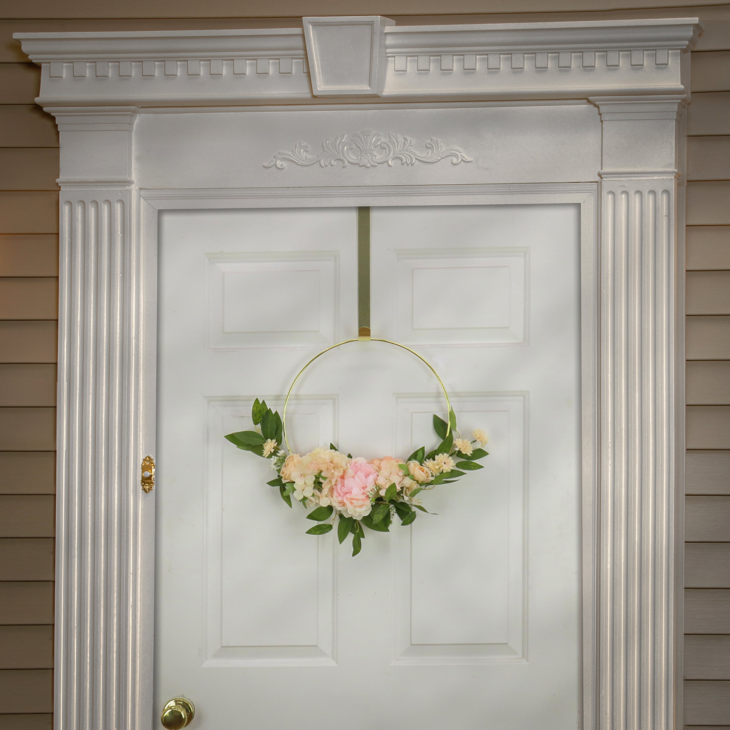 18 Inch Spring Floral Wreath with Peony, Rose and Pom Pom Decor - Perfect for Front Door, Wall Decor, and Seasonal Home Decoration
