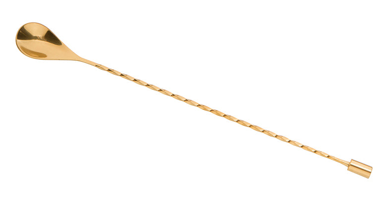 Gold Spiral Bolt Bar Spoon - Professional Cocktail Mixing Tool for Bartenders, Home Bars & Cocktail Enthusiasts - Perfect for Stirring, Layering & Garnishing Drinks