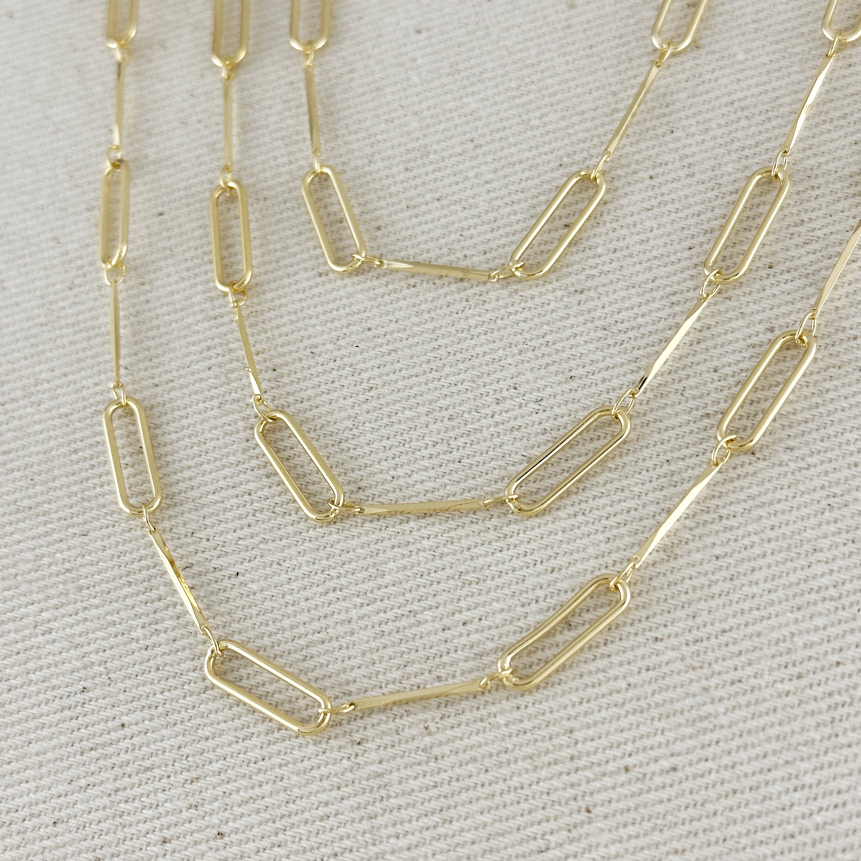 18K Gold Filled Paperclip & Straw Chain Necklace - Trendy Minimalist Jewelry for Women - Perfect for Everyday Wear, Office, Date Night & Gifting
