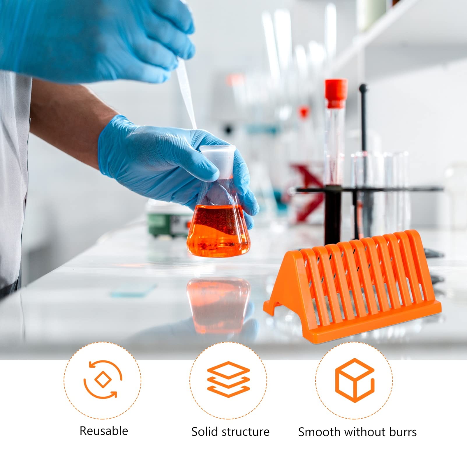 2-Pack Microscope Slide Holder - Biological Specimen Slides Rack for Lab Staining & Storage | Durable Orange Glass Plate Drain Shelf | Perfect for Biology Labs, Science Classrooms & Research Facilities