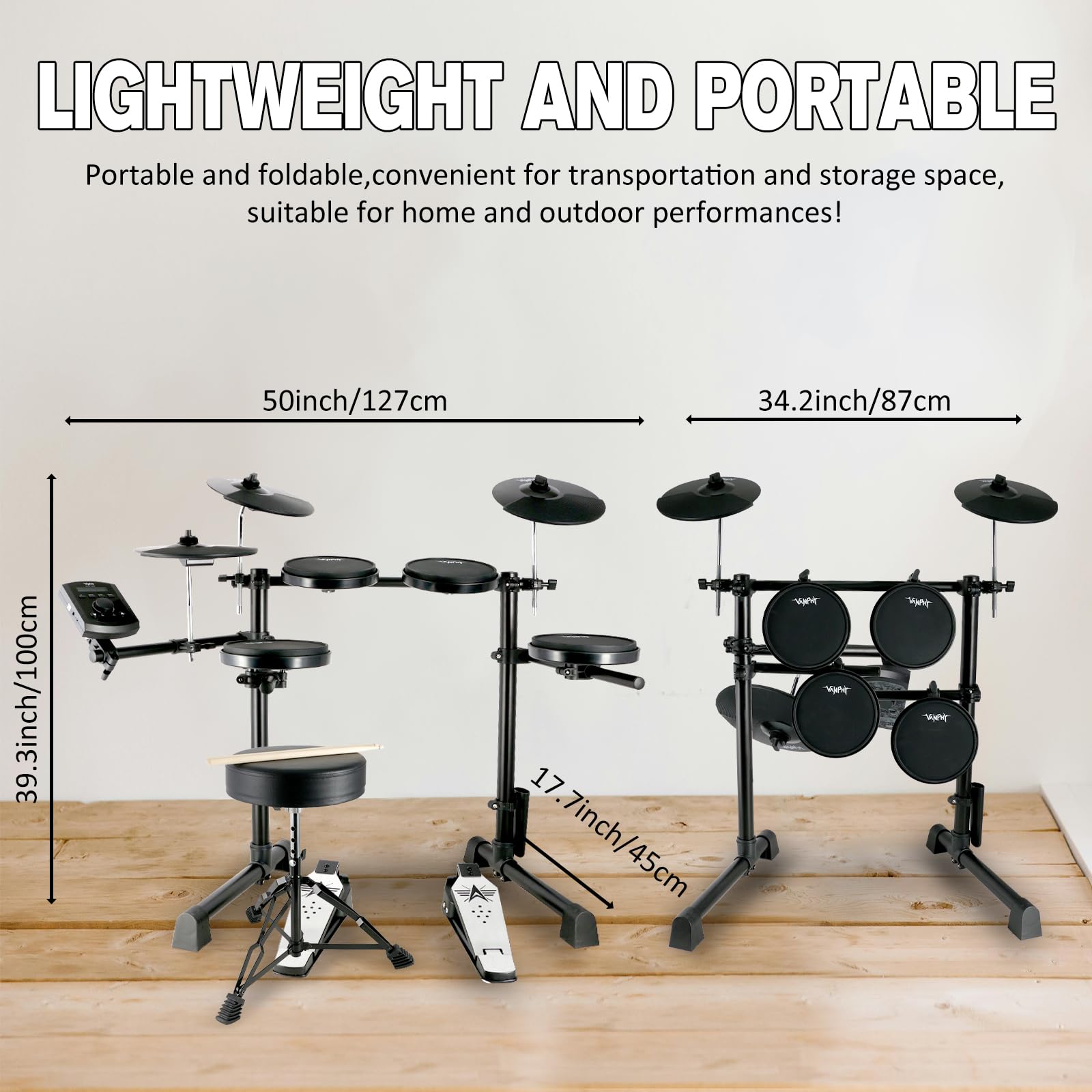 **Electric Drum Set for Beginners - Electronic Drum Kit with Quiet Silicone Pads, 20 Drum Set, 350 Sounds, Bluetooth, 2 Pedals, Sticks & Stool - Perfect for Home Practice, Studio Recording & Live Performances (Black)**