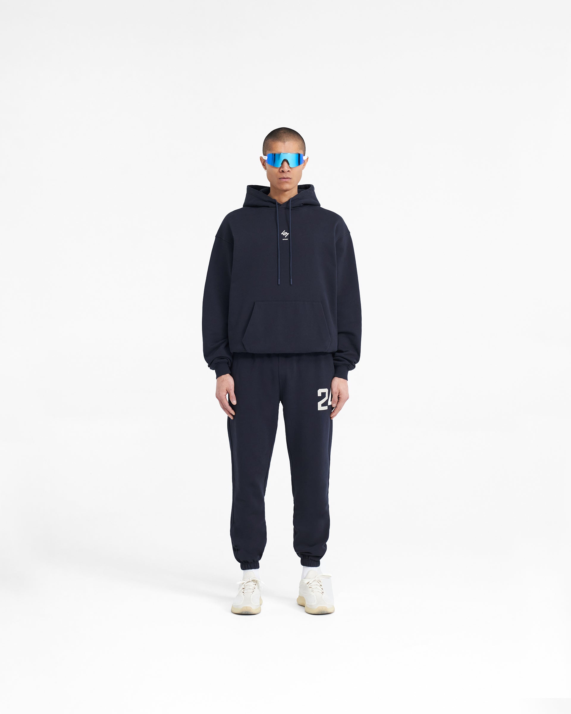 247 Oversized Hoodie for Men & Women - Navy Blue Cozy Pullover Sweatshirt - Perfect for Casual Wear, Lounging & Street Style Fashion
