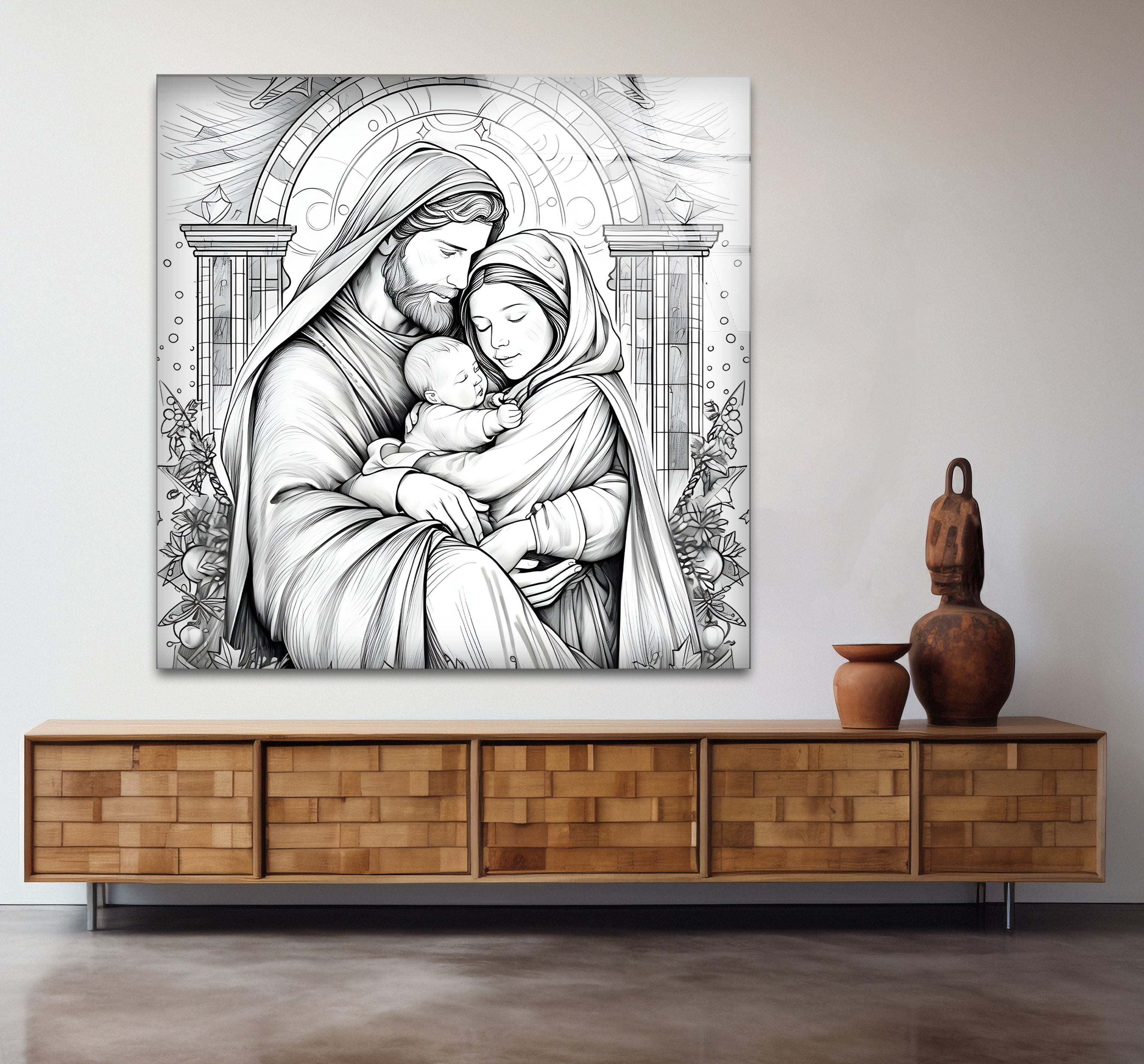 Black & White Christmas Soul Glass Wall Art - Elegant Holiday Home Decor for Living Room, Bedroom & Office - Perfect Gift for Christmas & Winter Season