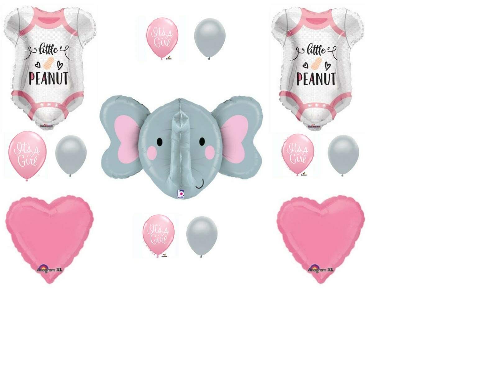 Adorable Baby Girl Elephant Peanut Baby Shower Balloons Set - Gender Reveal, Nursery Decor & Newborn Celebration Party Supplies - Perfect for Baby Showers, Birthdays & Photo Backdrops