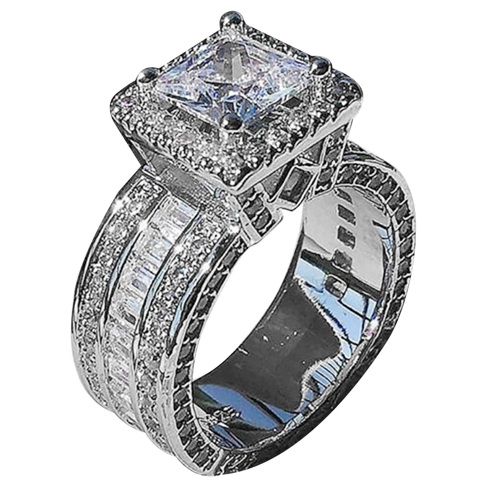 Elegant Heart Gemstone Ring Set for Women - Princess Cut Wedding Band in Copper (Size 5-11) - Perfect for Bridal Jewelry, Anniversary Gifts & Special Occasions