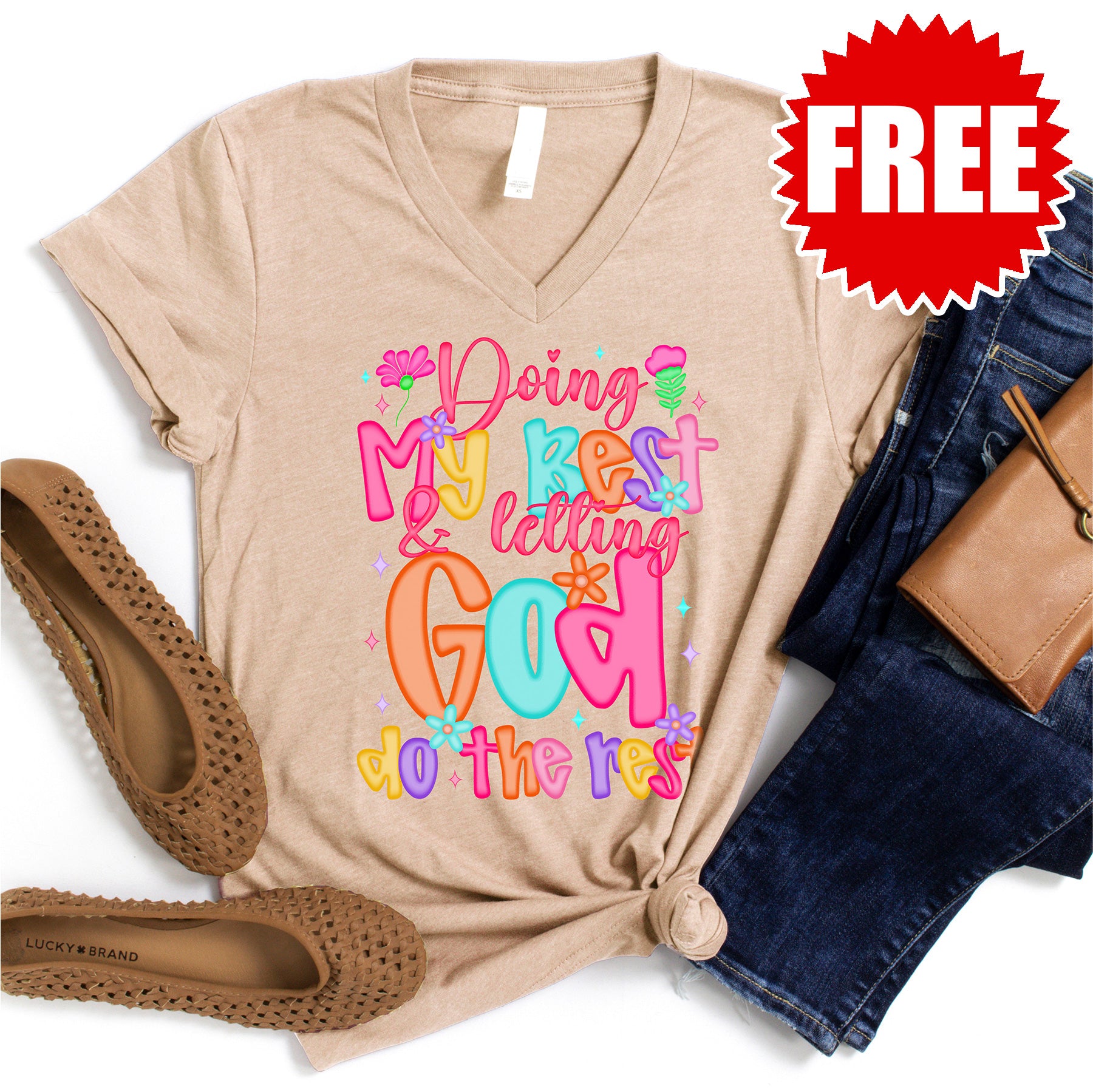 Best V-Neck T-Shirt for Women - Soft Heather Sand Dune Color - Perfect for Casual Wear, Layering & Everyday Comfort