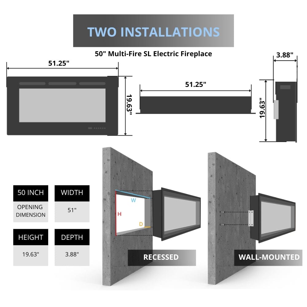 Dimplex Multi Fire SL Series Built-In Smart Electric Fireplace - Realistic Flames & Remote Control for Living Room, Bedroom & Office Heating