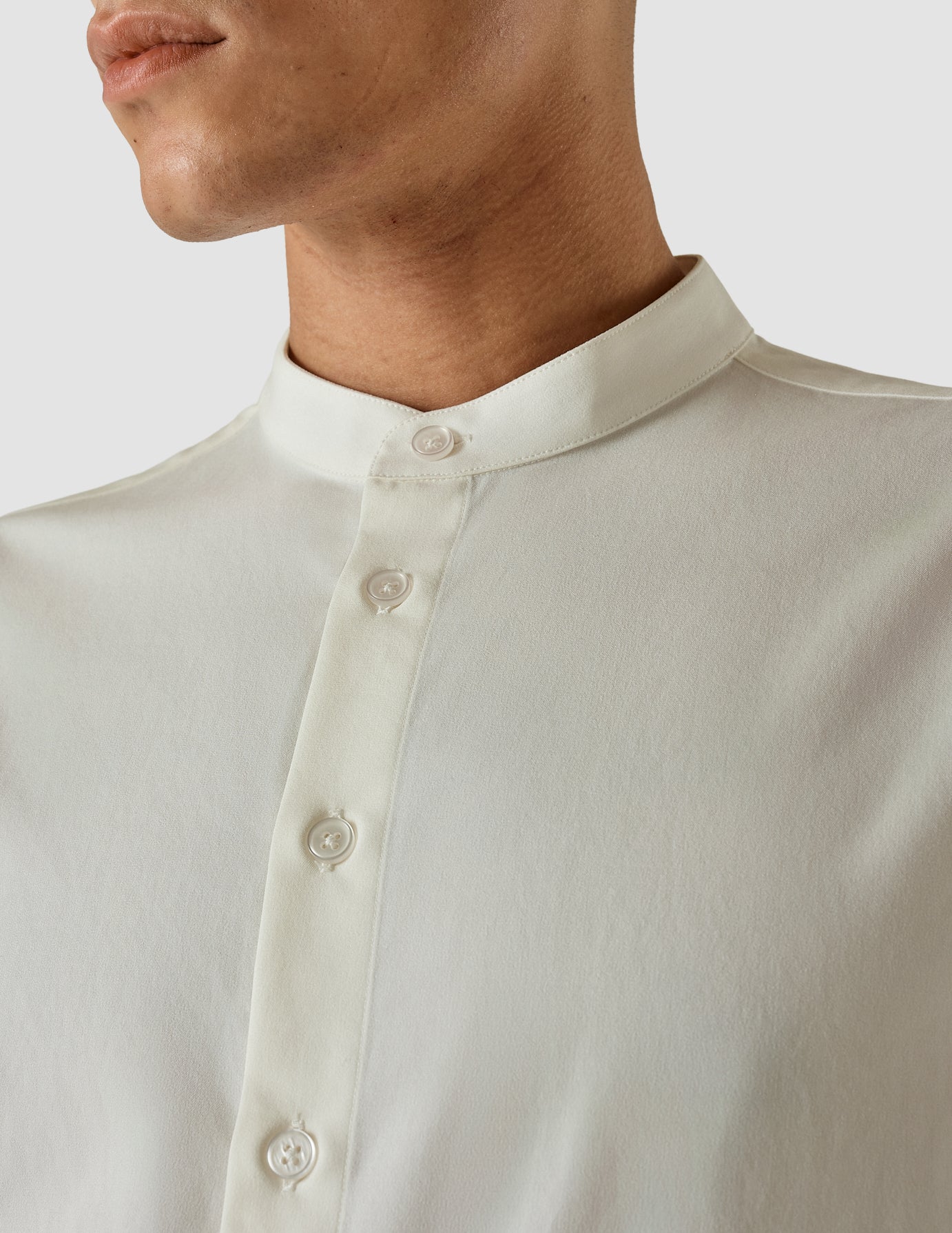 Premium Tech Linen Mandarin Collar Long Sleeve Shirt for Men - Breathable White Button Down Shirt - Perfect for Business Casual, Office Wear & Summer Outfits