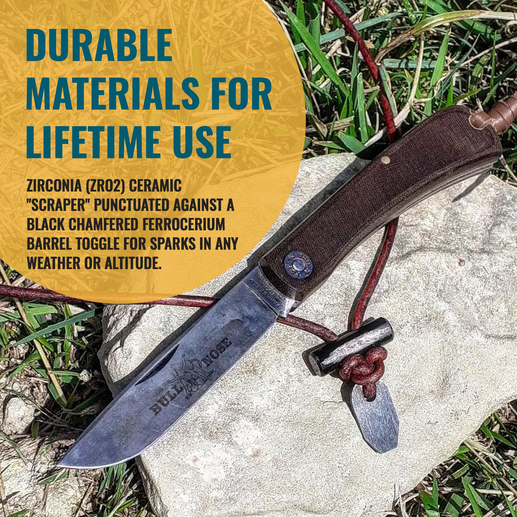 Wazoo The Bushcraft: Original Fire Starter Necklace - Handmade Survival Gear for Men, Weatherproof Outdoor Accessory, Adjustable Leather Knot Design | Perfect for Camping, Hiking & Emergency Preparedness