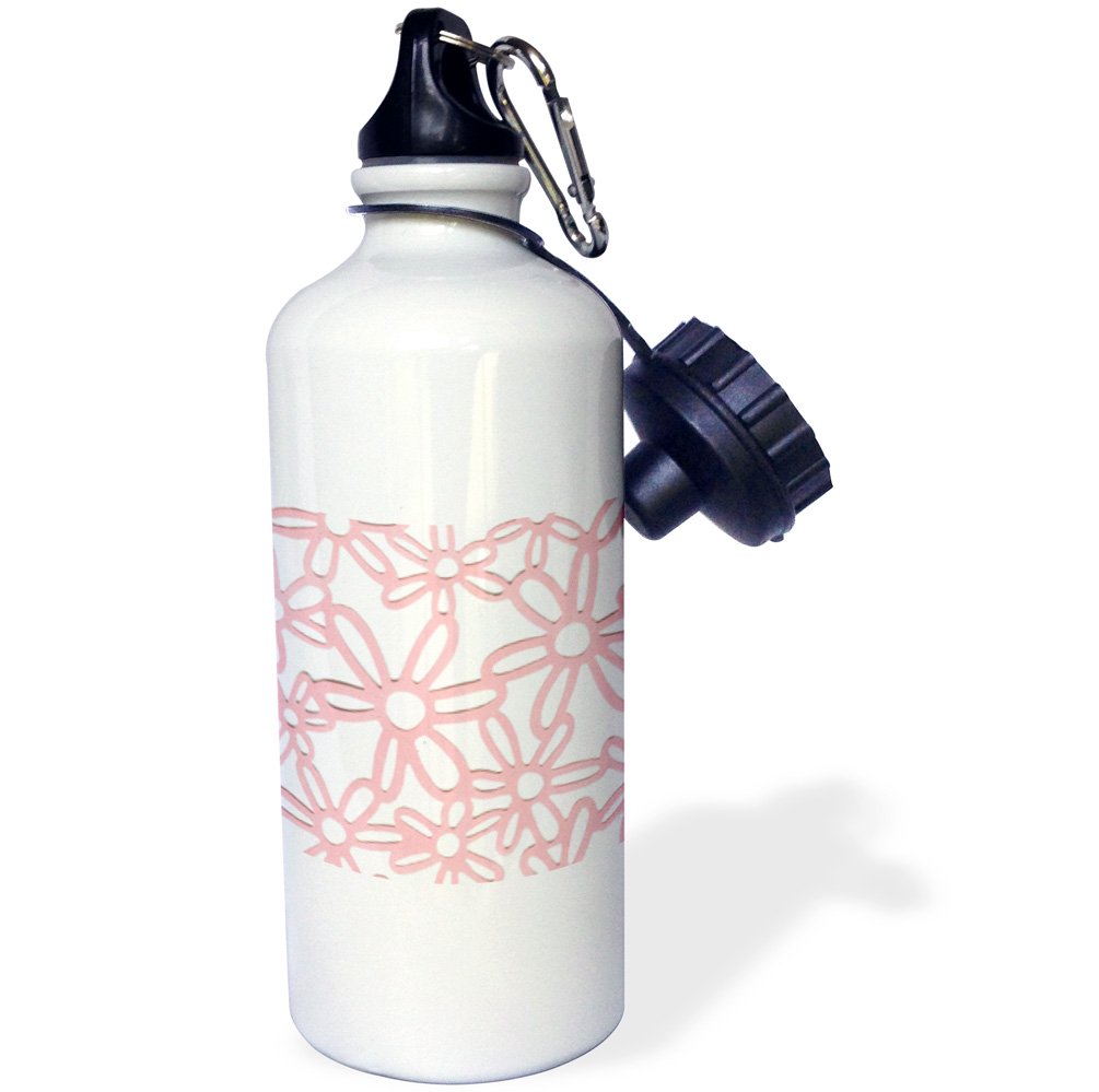 3D Rose Pink Flowers on White Sports Water Bottle - 21 oz Insulated Stainless Steel Water Bottle for Gym, Hiking & Outdoor Activities - BPA-Free Leakproof Design