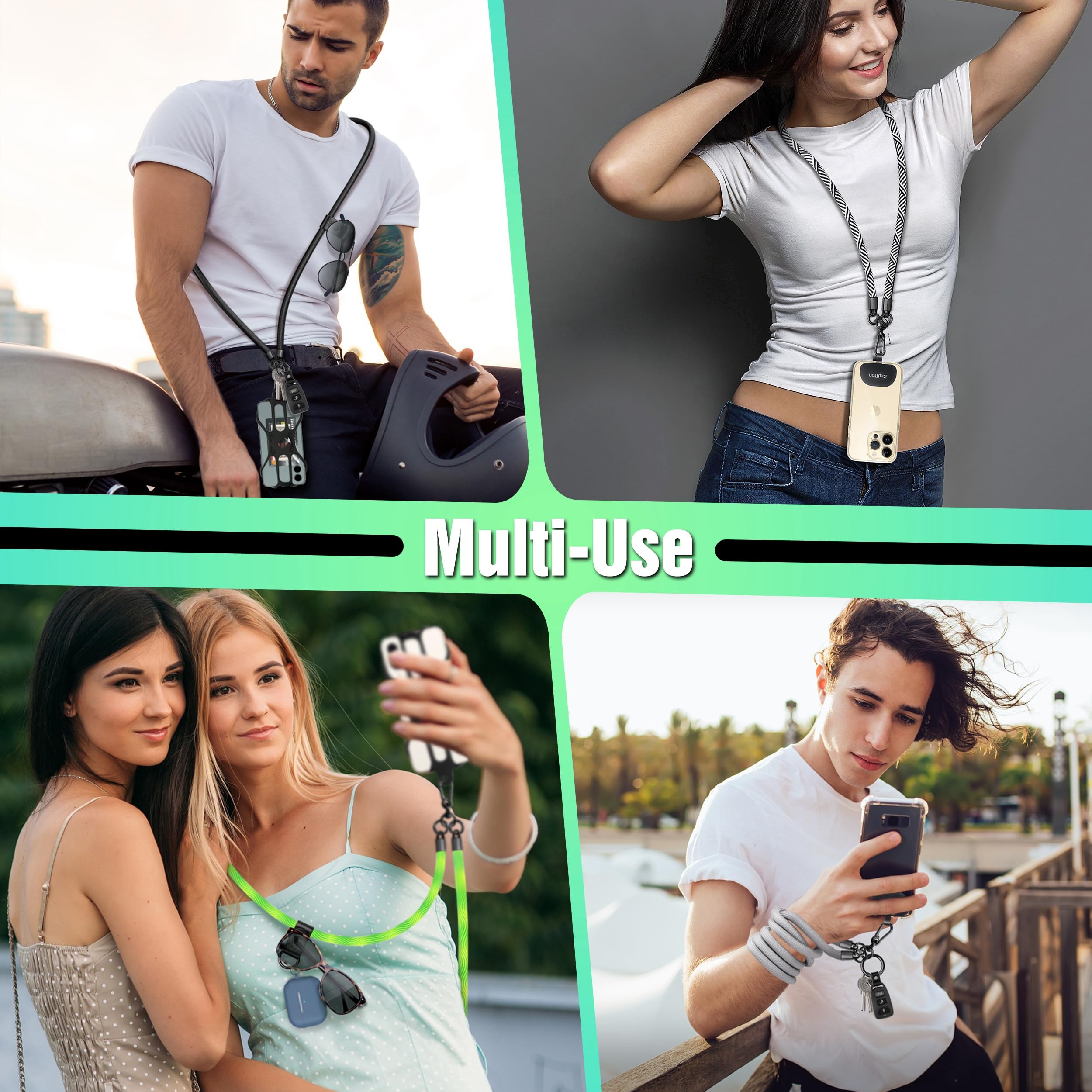 Kaptron Adjustable Crossbody Phone Lanyard with Silicone Holder - Universal Phone Strap for iPhone, Samsung & Smartphones - Perfect for Travel, Work, Concerts & Outdoor Activities