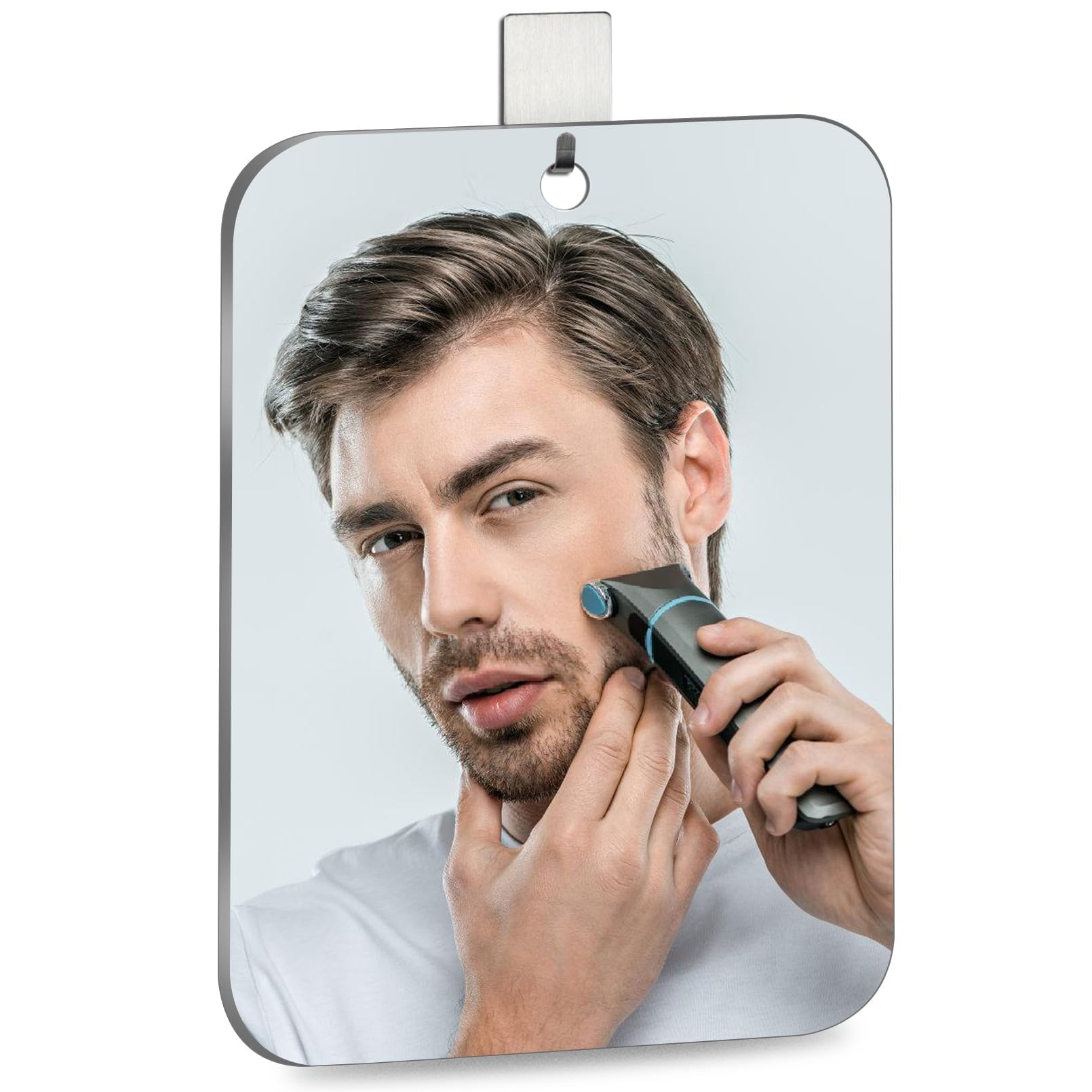 Unbreakable Shower Mirror for Shaving - Large 10.8x7.8 Inch Fogless Bathroom Mirror with Strong Adhesive Mount, Perfect for Men's Grooming, Travel & Camping - Ideal for Home, Gym and Outdoor Use
