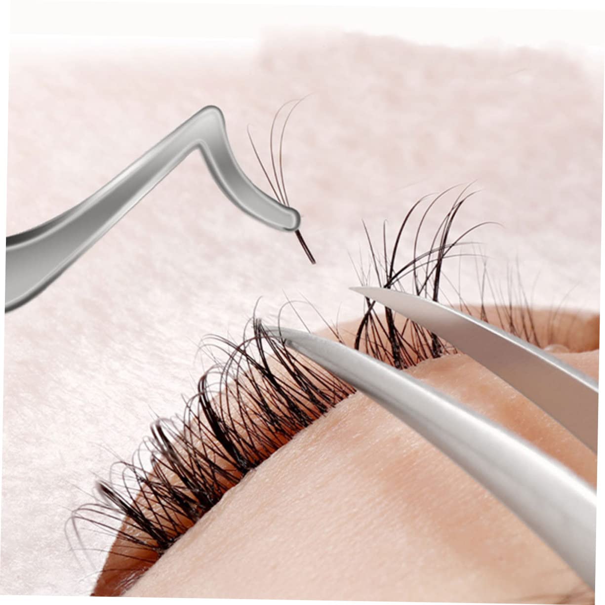 Professional Stainless Steel Eyelash Tweezers - False Eyelash Applicator with Comfortable Grip for Precise Lash Extension & Creative Eye Makeup | Perfect for Salon, Home Use & Professional Makeup Artists