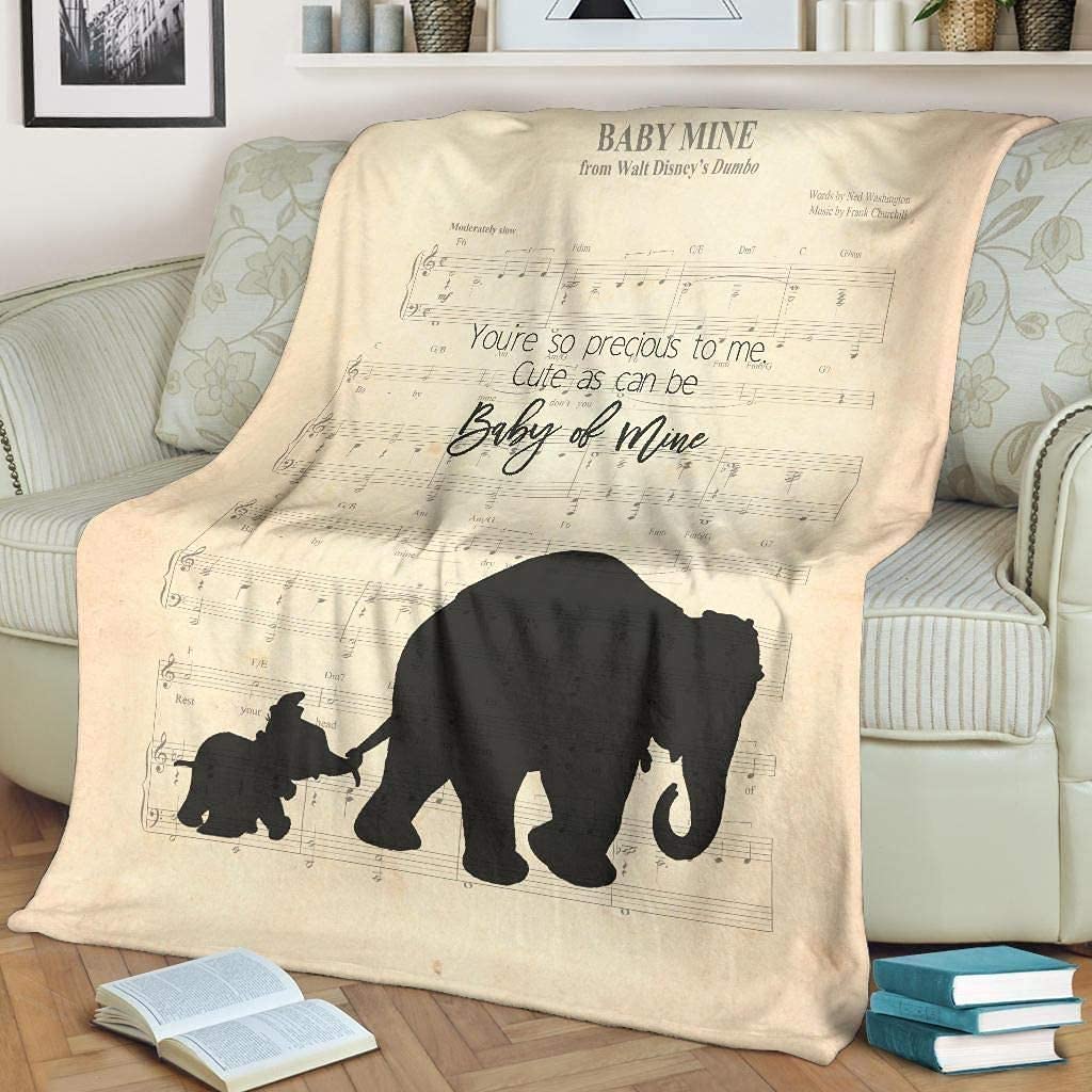 Baby.Mine Song Lyrics Fleece Blankets - Super Soft Sherpa Blankets for Kids, Baby Boys & Girls | Musical Gift for Nursery, Bedtime & Cuddling