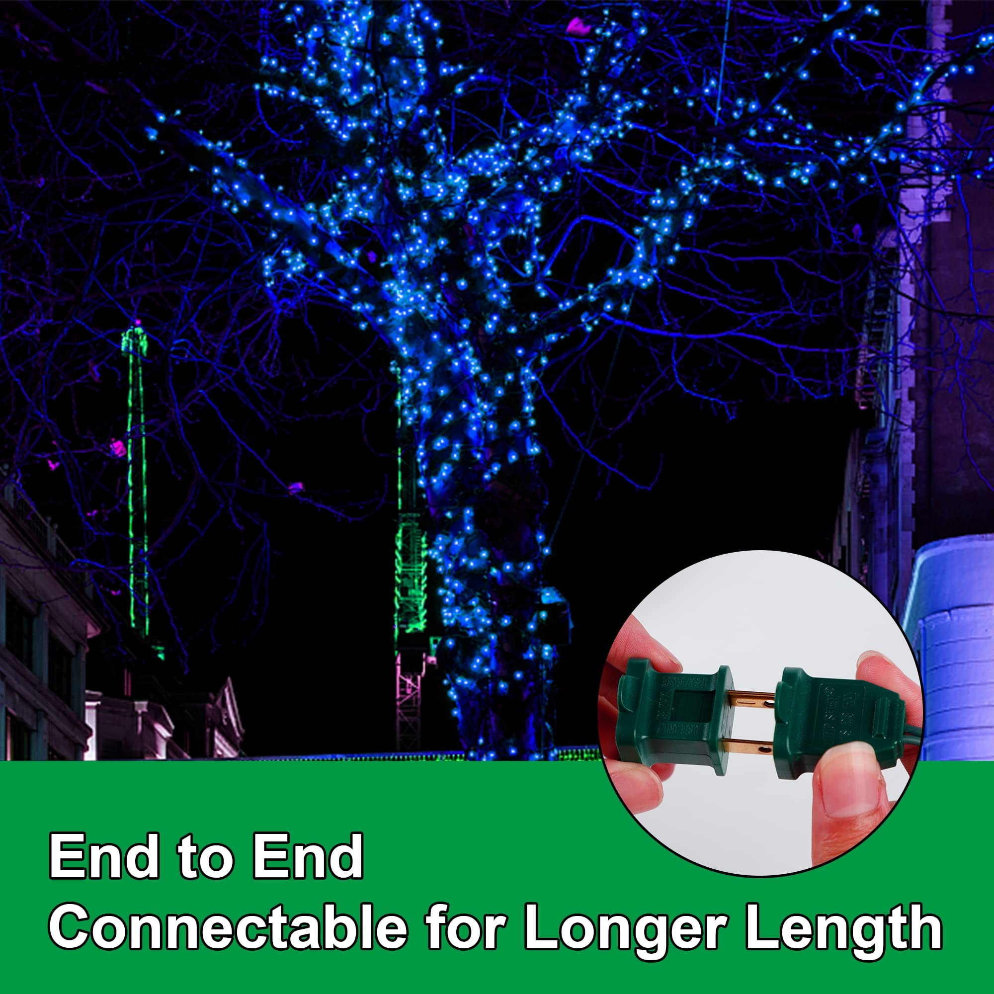 150 Count 33FT Christmas String Lights - UL Certified Mini Green Wire Fairy Lights with Blue Bulbs (120V Connectable) for Xmas Tree, Patio, Holiday Party & Indoor/Outdoor Decoration | Perfect for Home, Garden, Wedding & Festive Decor