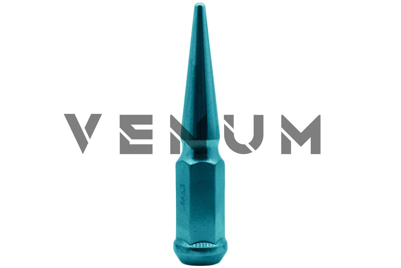 20 Pcs M14x1.5 Candy Teal Spike Lug Nuts - Powder Coated Anti-Theft Wheel Locks - 4.5
