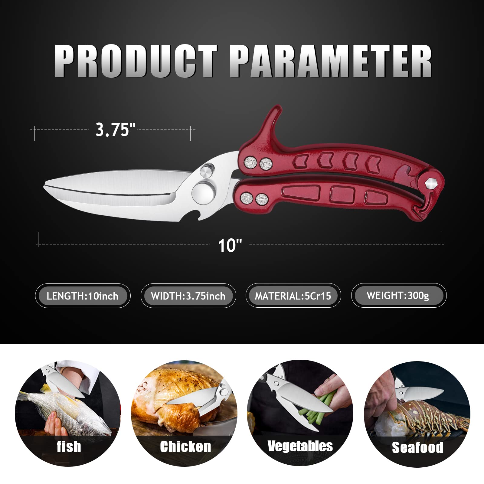 DRAGON RIOT Heavy Duty Poultry Shears - Stainless Steel Kitchen Scissors for Chicken & Meat Cutting - Dishwasher Safe, Perfect for Thanksgiving Prep & Everyday Cooking