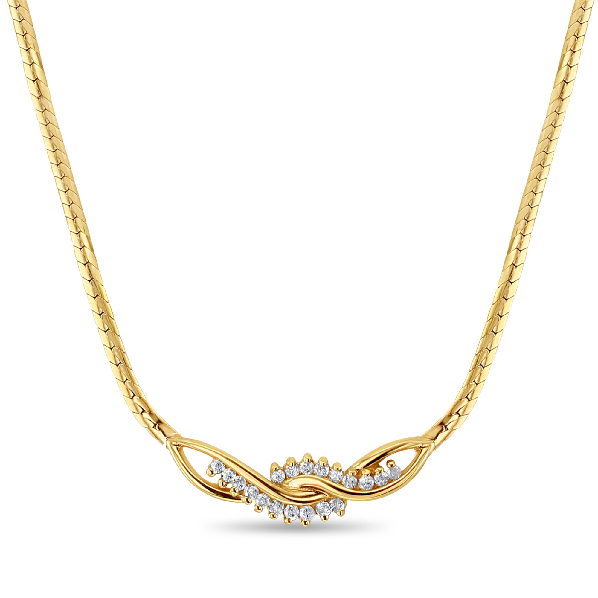 Infiniti Diamond Necklace with Beveled Snake Chain - Elegant 14K Gold Plated Pendant Jewelry for Women, Perfect Gift for Anniversary, Valentine's Day & Special Occasions
