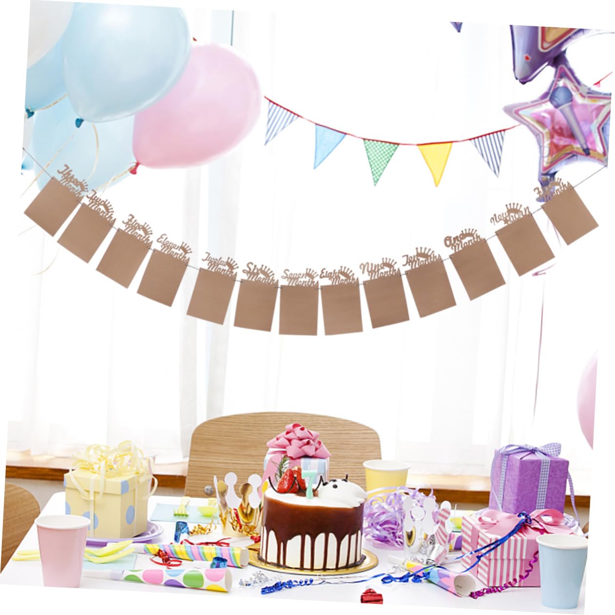 CAXUSD First Birthday Party Decorations - Custom Photo Banner & Bunting Flags for Boys and Girls | Perfect for 1st Birthday Celebrations, Baby Showers & Milestone Photos
