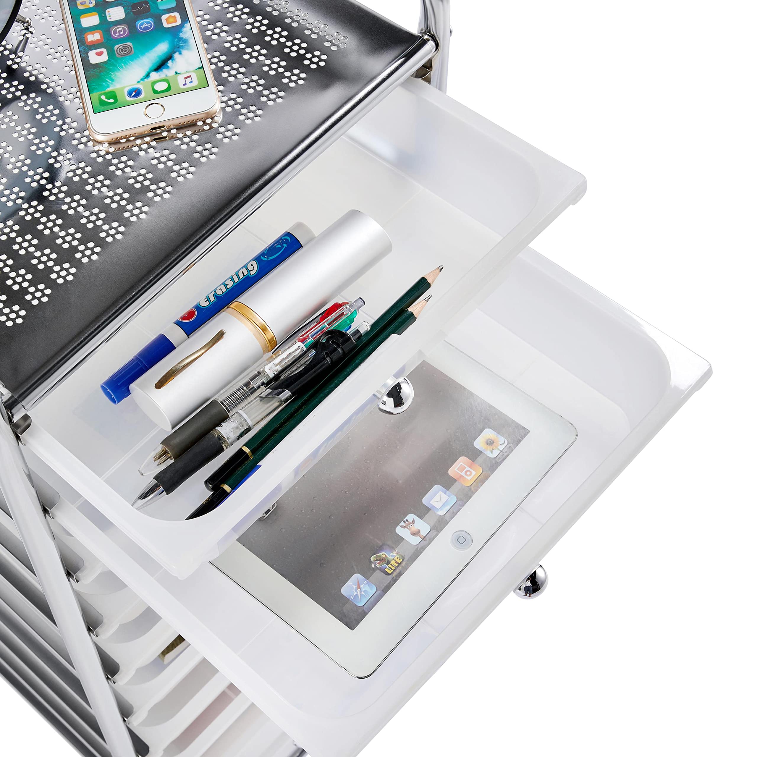 Yaheetech 10-Drawer Rolling Storage Cart - White Plastic Mobile Organizer with Wheels for Home, Office, School & Workshop | Perfect for Craft Supplies, Office Documents, Classroom Materials & Tool Storage
