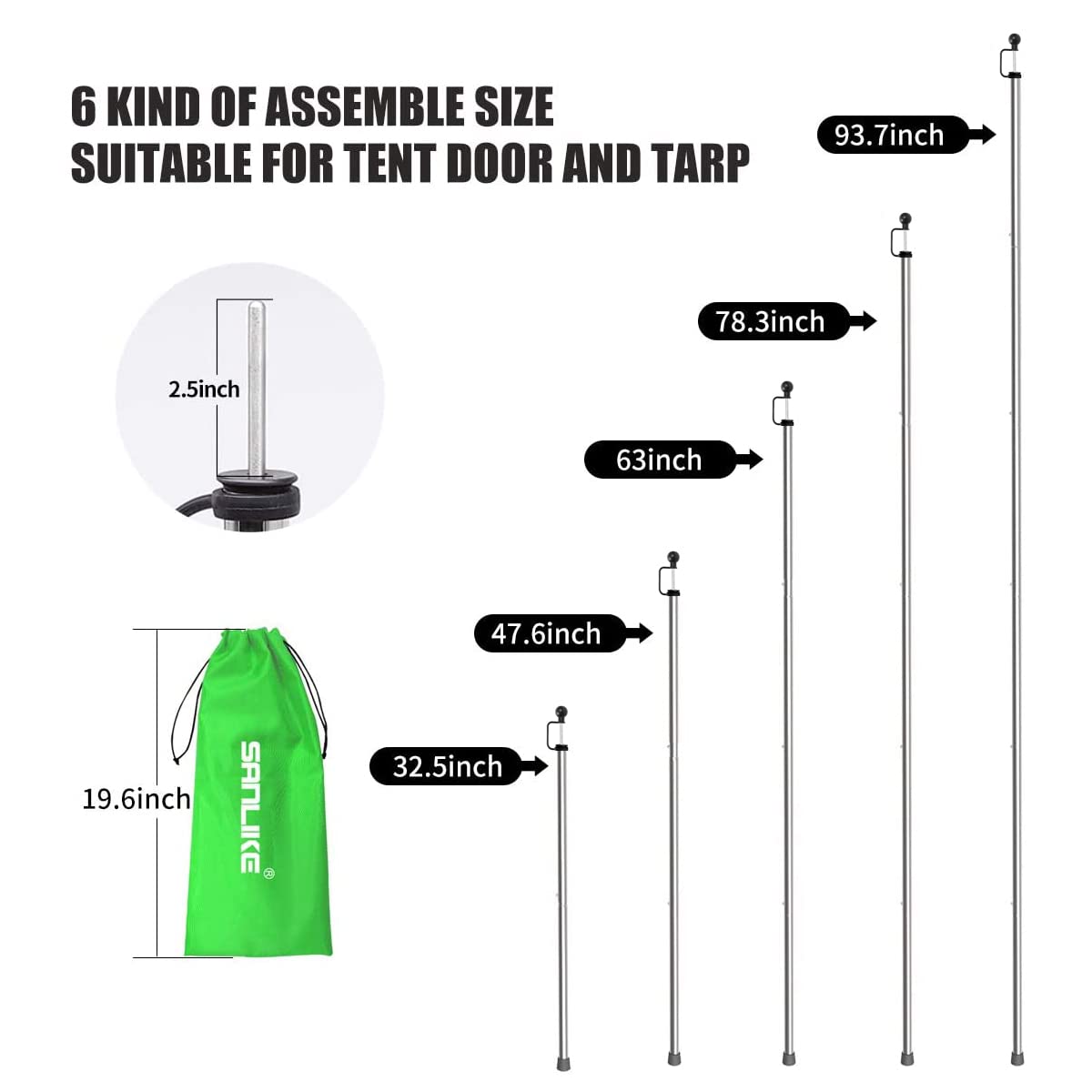 Heavy Duty Adjustable Tarp Poles - Thickened Replacement Tent Poles for Canopy, Shelter & Awning | Perfect for Camping, Outdoor Events & Emergency Shelters