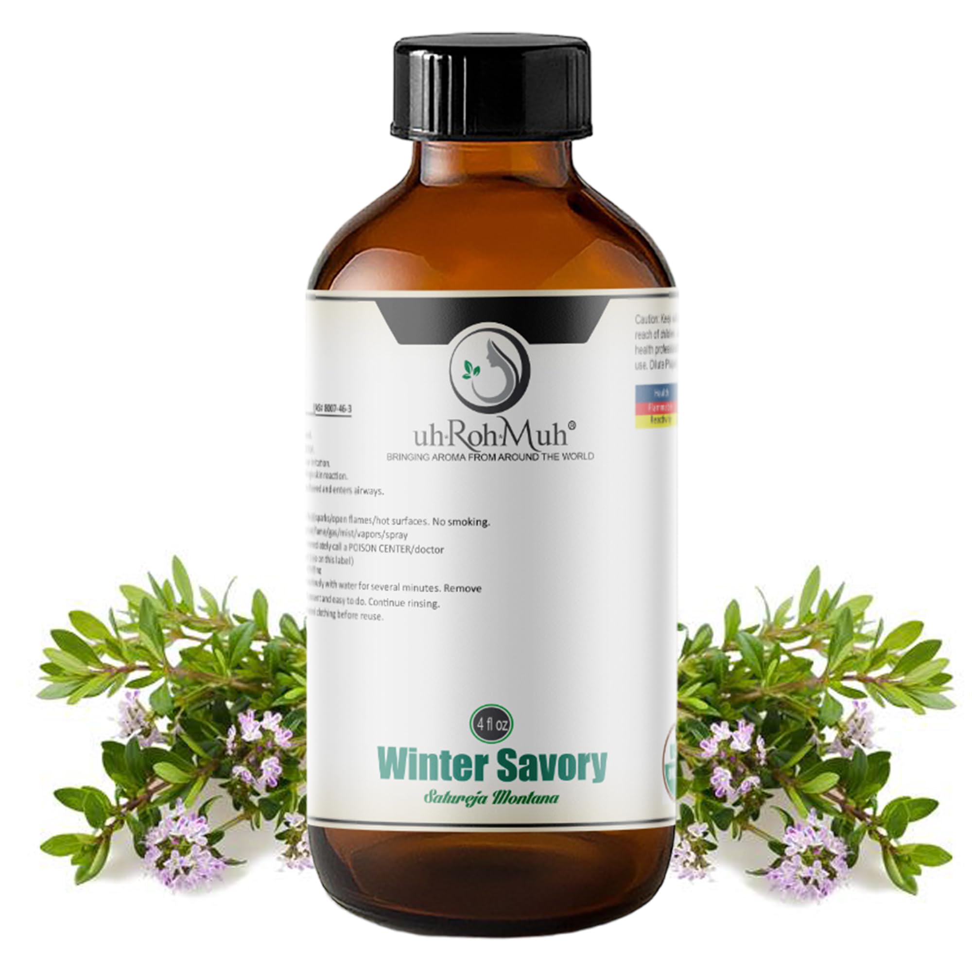 Organic Winter Savory Essential Oil (Satureja Montana) - 100% Pure Natural Aromatherapy Oil for Relaxation & Skin Care - 4oz Bottle - Perfect for Diffusers, Massage & DIY Beauty Products - Sourced from Spain