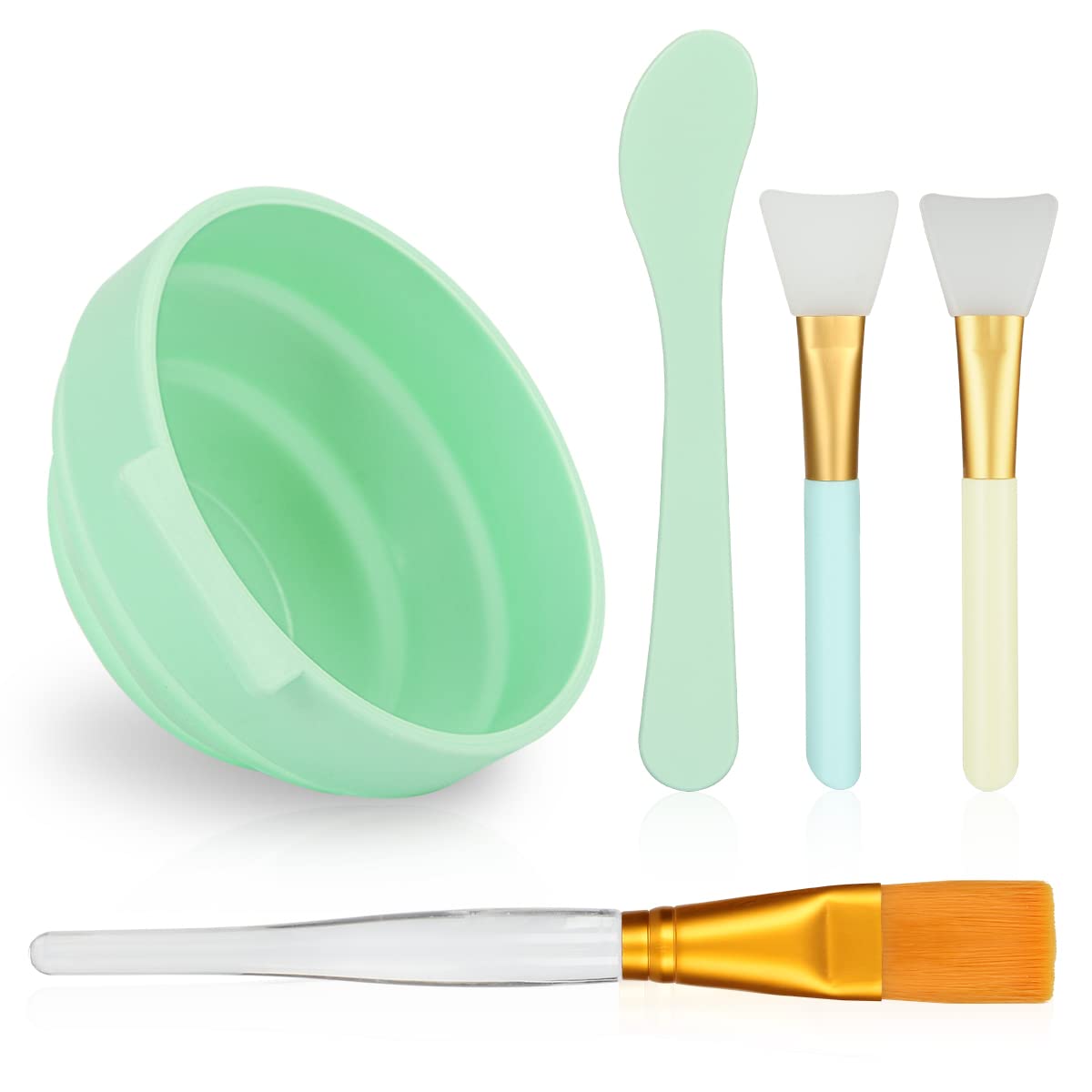 5-in-1 DIY Face Mask Mixing Bowl Set with Silicone Brush, Spatula & Soft Face Brushes - Professional Skincare Tool Kit for At-Home Spa & Facial Treatments
