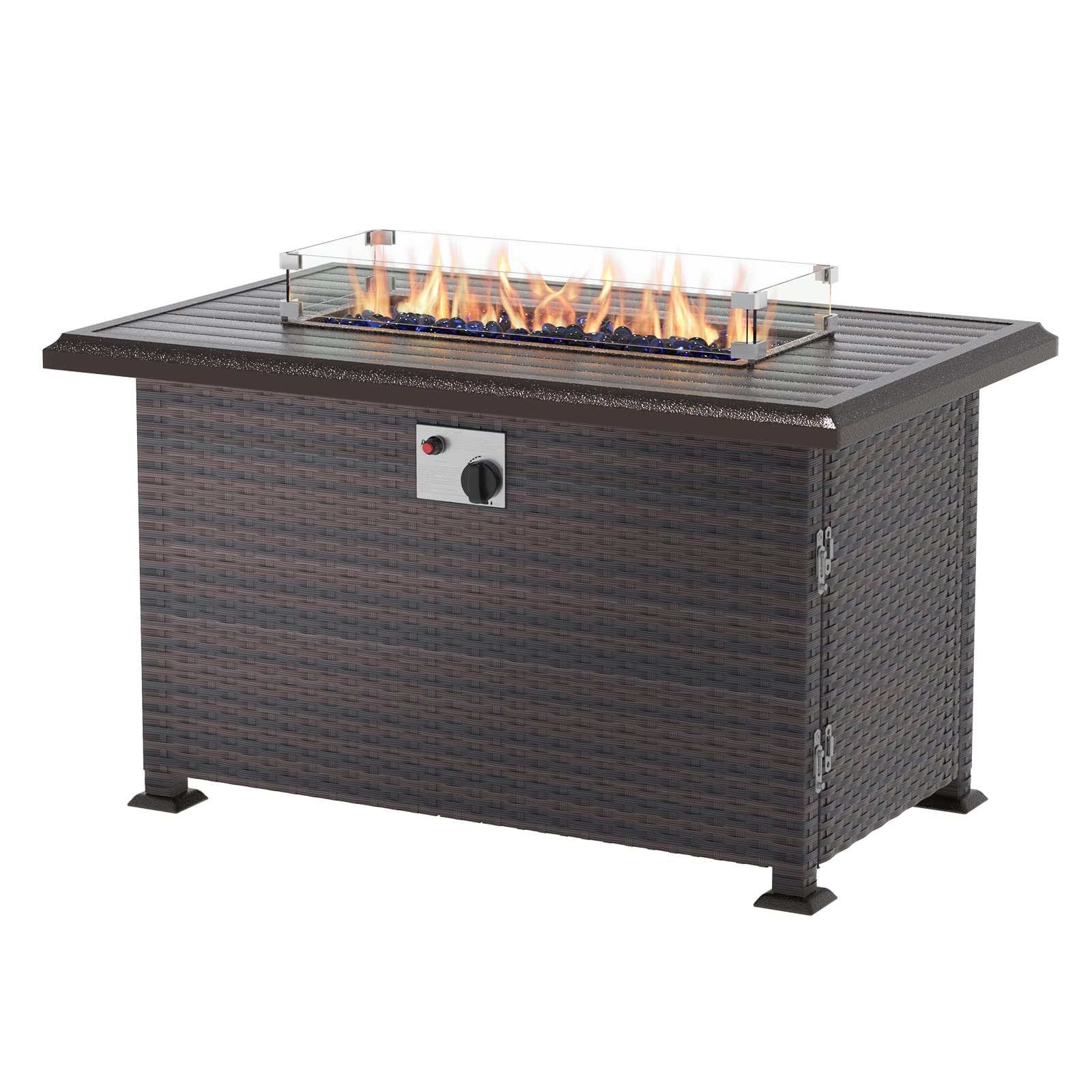 15-Piece Outdoor Patio Furniture Set with Propane Fire Pit Table - ETL Approved 43