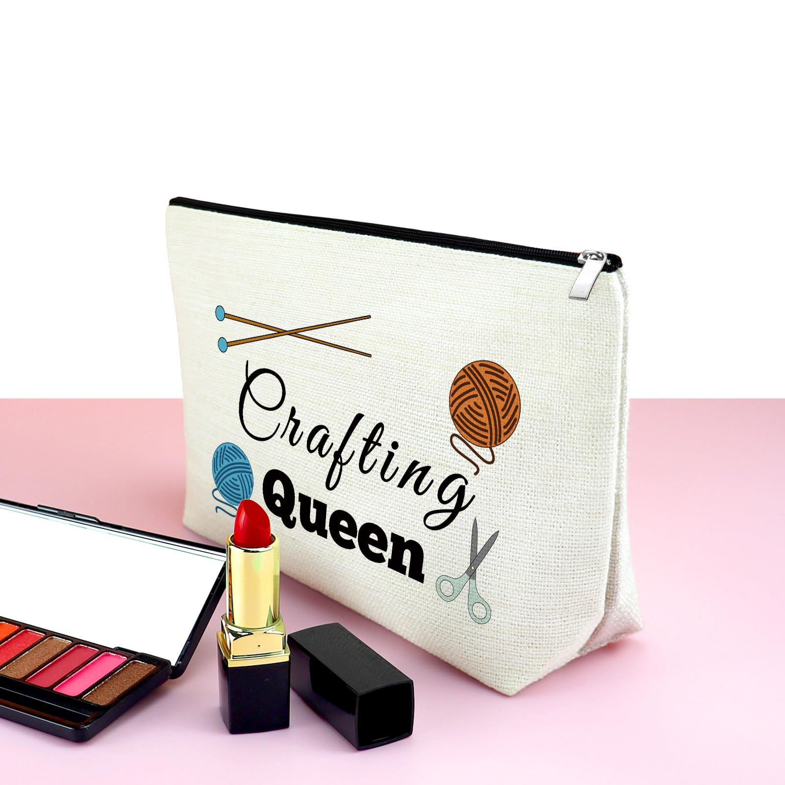Premium Makeup Bag for Women - Crafting Gifts for Craft Lovers, Sewing Enthusiasts & DIY Queens | Zippered Cosmetic Pouch | Perfect Birthday, Christmas Gift for Her, Friends & Girls | Great for Travel, Daily Use & Organizing Beauty Essentials
