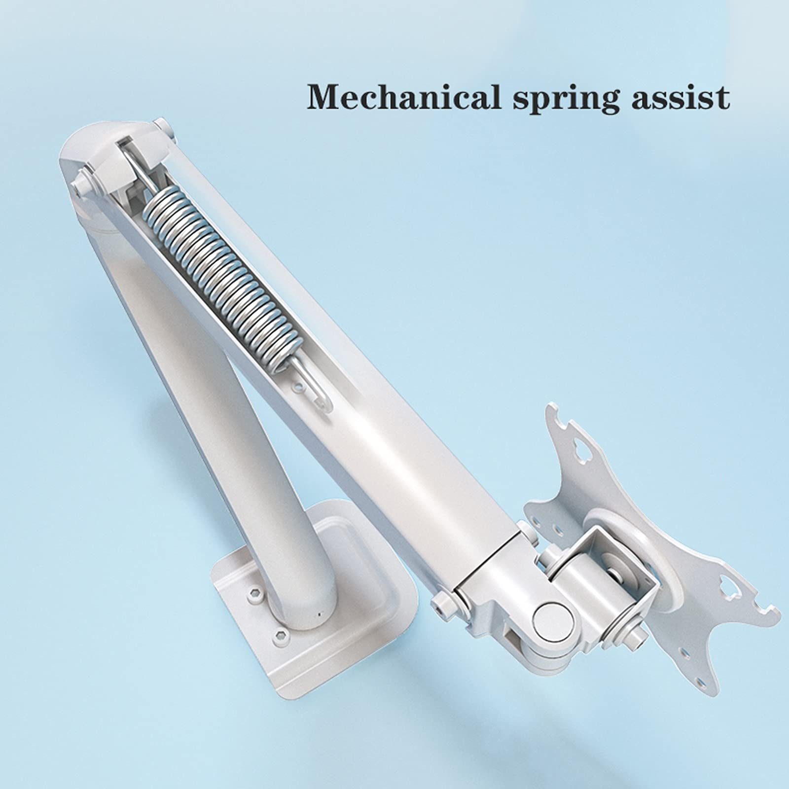 Ergonomic Single Monitor Stand with Mechanical Spring Arm - Adjustable White Desk Mount for 17