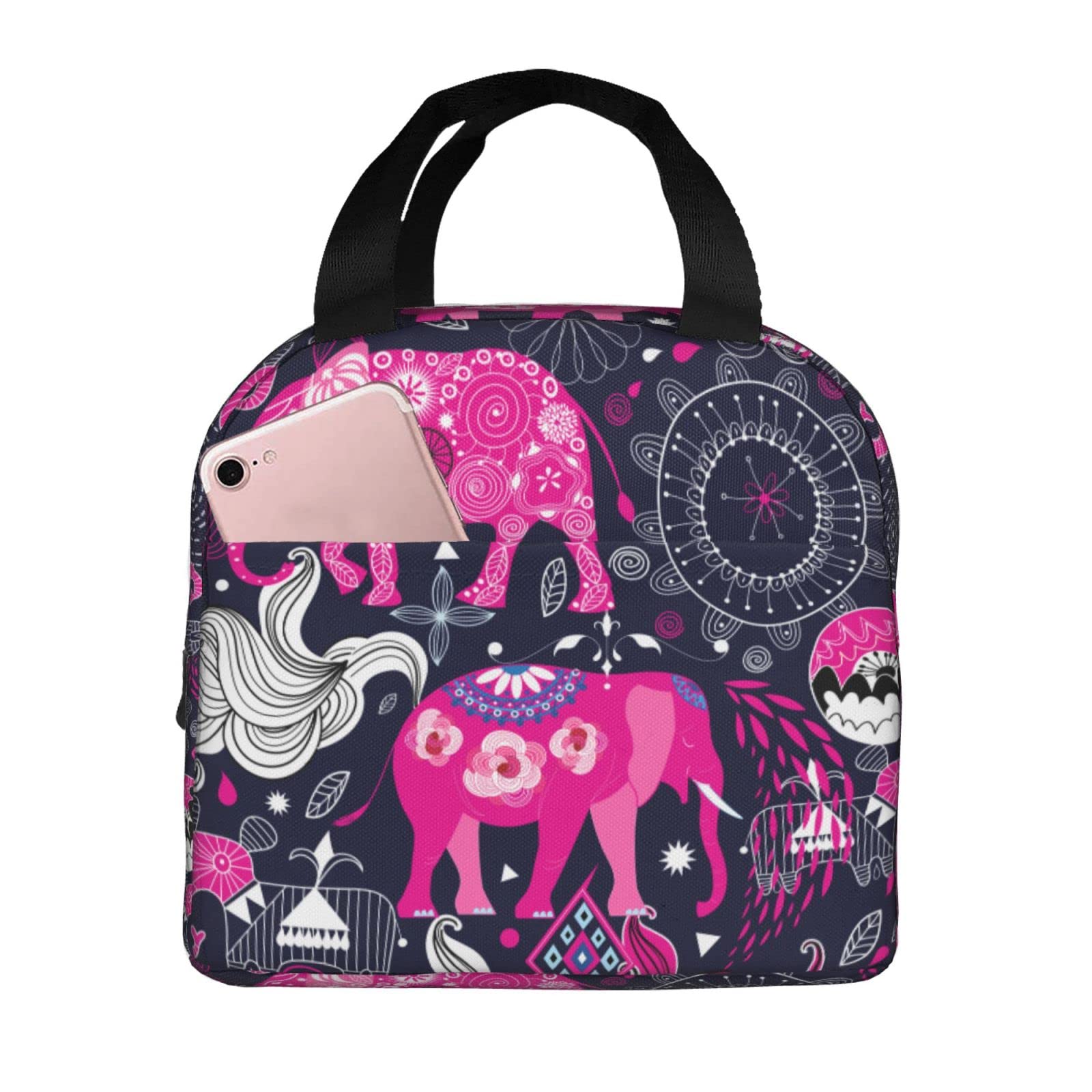 Insulated Elephant Lunch Bag - Reusable & Portable Cooler Tote for Office, Picnic, School & Travel | Cute Lunch Box for Men & Women