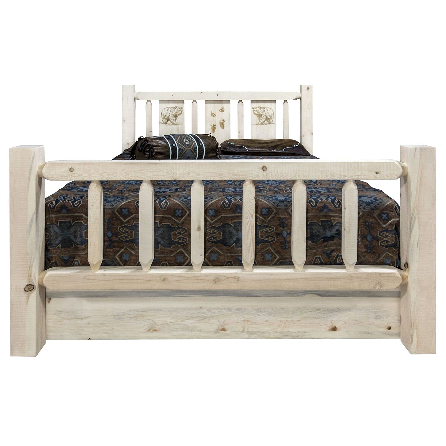 Montana Log Collection Solid Wood Homestead California King Bed Frame - Rustic Bedroom Furniture for Cabin, Lodge & Ranch Style Homes