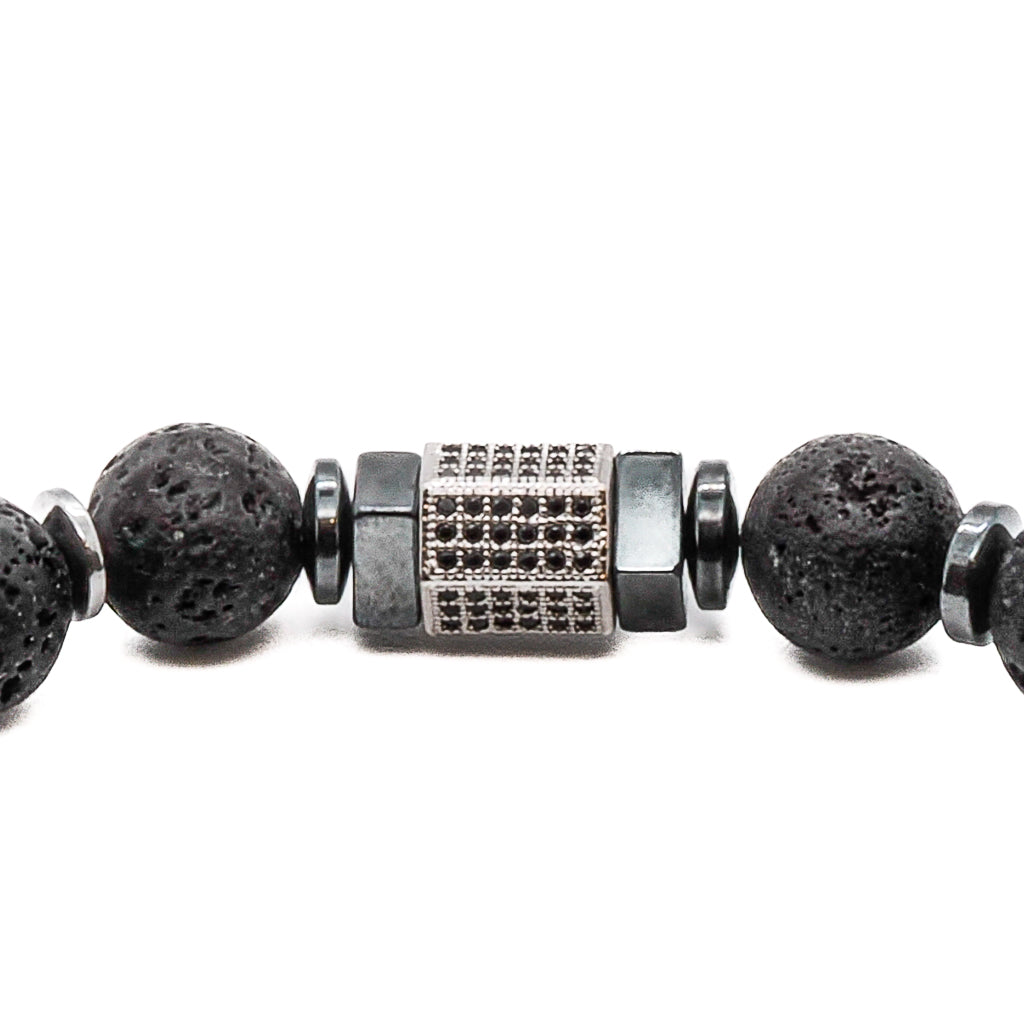 Black Lava Stone & Swarovski Crystal Bracelet for Women - Elegant Adjustable Beaded Wristband for Healing, Meditation & Spiritual Jewelry Gift