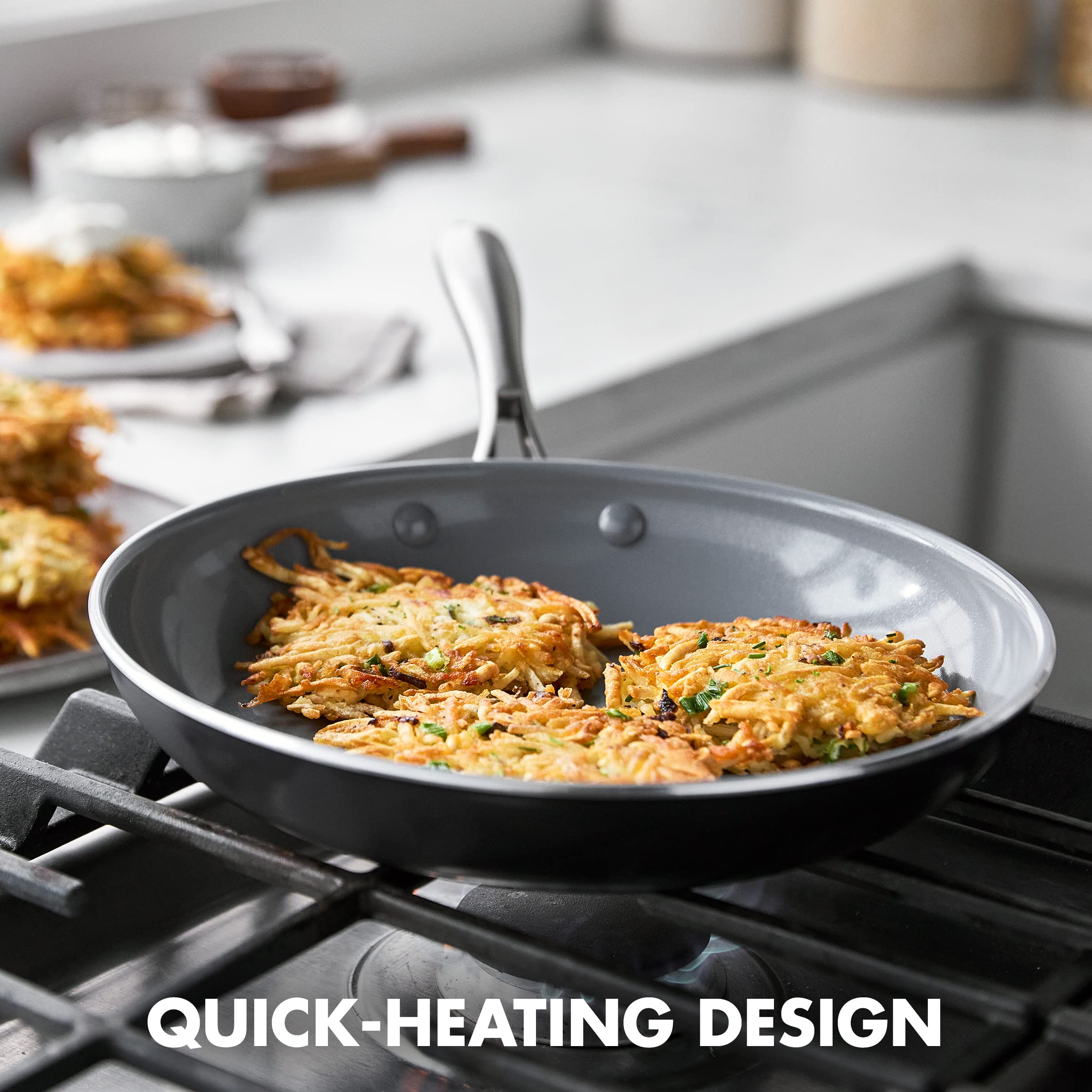 GreenPan Swift Healthy Ceramic Nonstick 8-Inch Frying Pan Skillet - PFAS-Free, Dishwasher & Oven Safe - Stainless Steel Handle - Perfect for Sauteing, Frying & Baking - Ideal for Healthy Cooking & Easy Cleanup