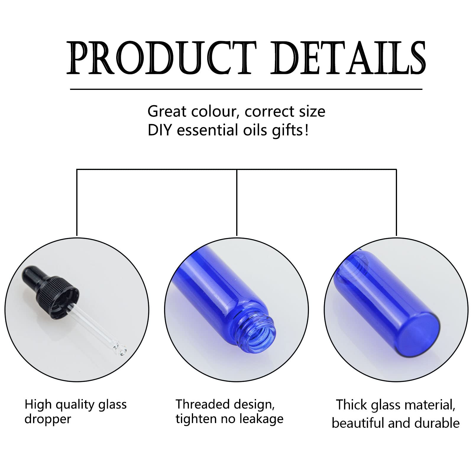 22 PCS 5ml Blue Glass Dropper Bottles for Essential Oils, Perfume, Lotion & DIY Samples - Small Empty Vials with Glass Eye Droppers - Perfect for Aromatherapy, Travel & Gift Packaging
