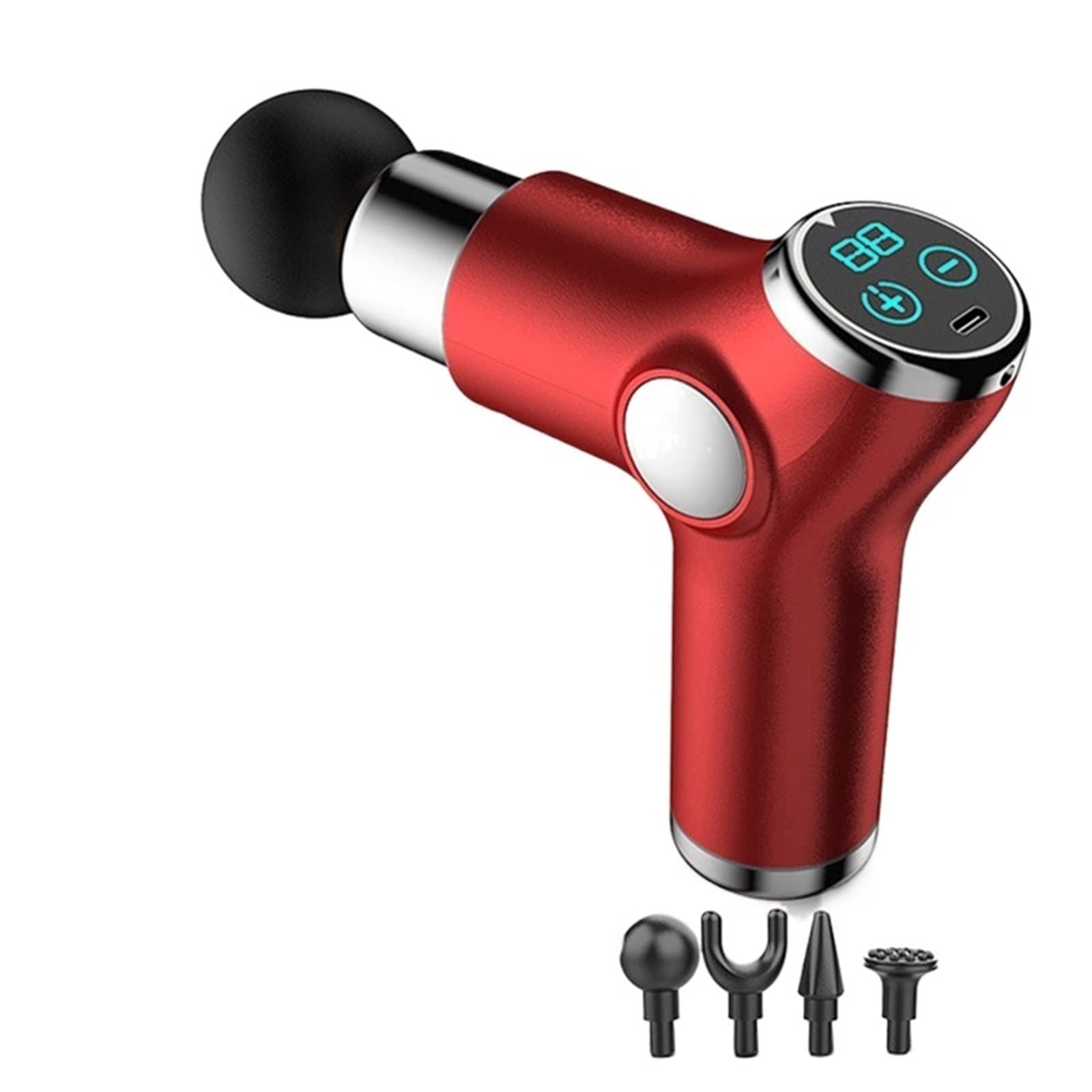 32-Speed Handheld Electric Massage Gun with LCD Display - Deep Tissue Muscle Relaxation, Pain Relief & Body Recovery - USB Rechargeable Portable Fascia Gun for Athletes & Home Use (Red) - Perfect for Post-Workout Recovery, Muscle Therapy & Stress Relief
