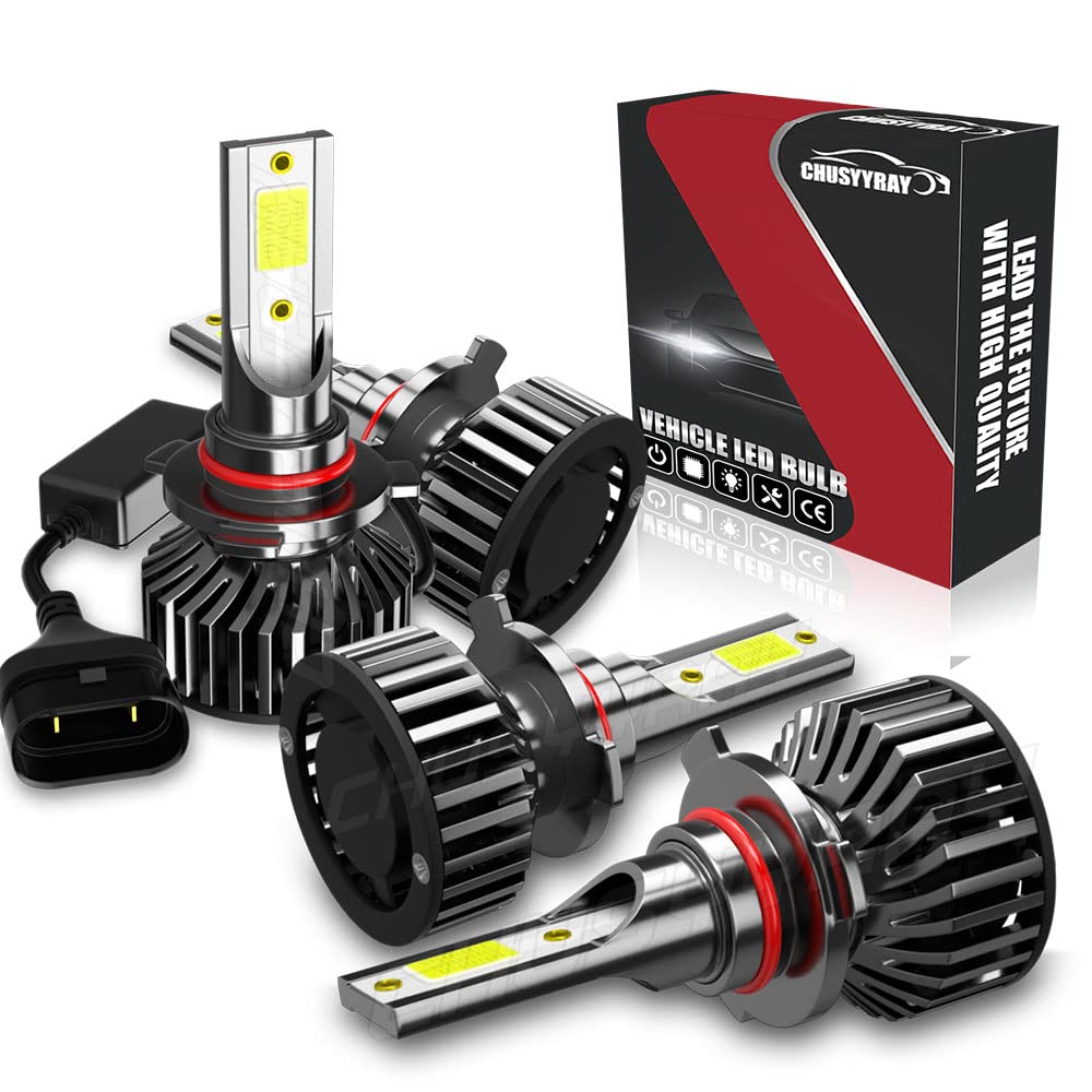 CHUSYYRAY LED Headlight Bulbs for Mack CXU600 Truck (2008-2019) - 9005/HB3 High Beam & 9006/HB4 Low Beam Combo, 6000K IP67 Super Bright White, Plug & Play (Pack of 4) - Perfect for Night Driving & Off-Road Adventures