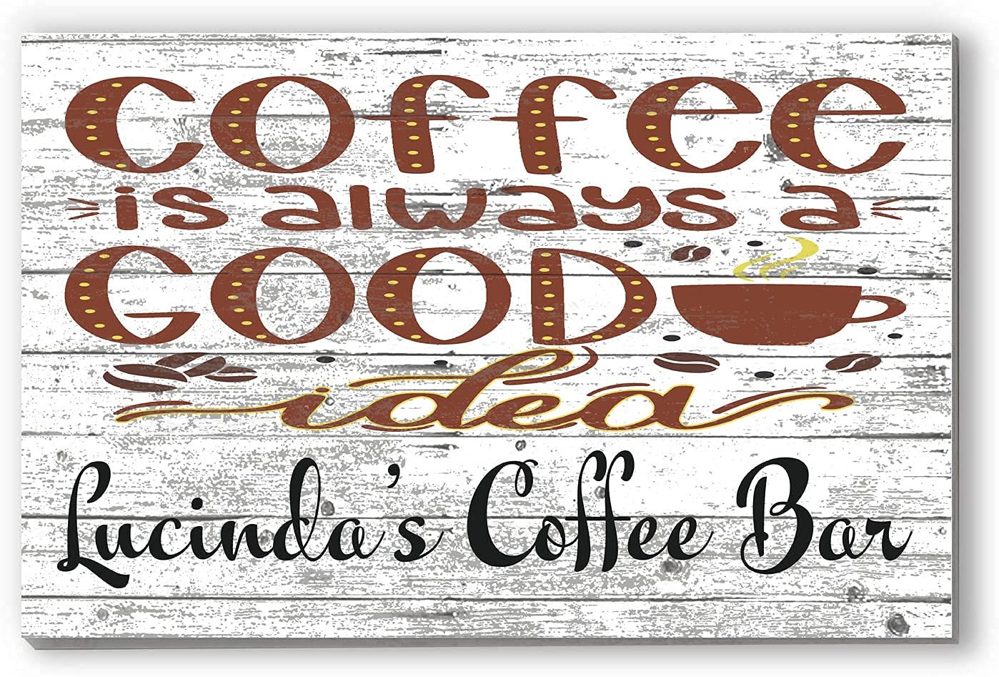 Solid Wood Coffee Sign - 16x10.5in for Kitchen & Coffee Bar Decor - Perfect Housewarming Gift