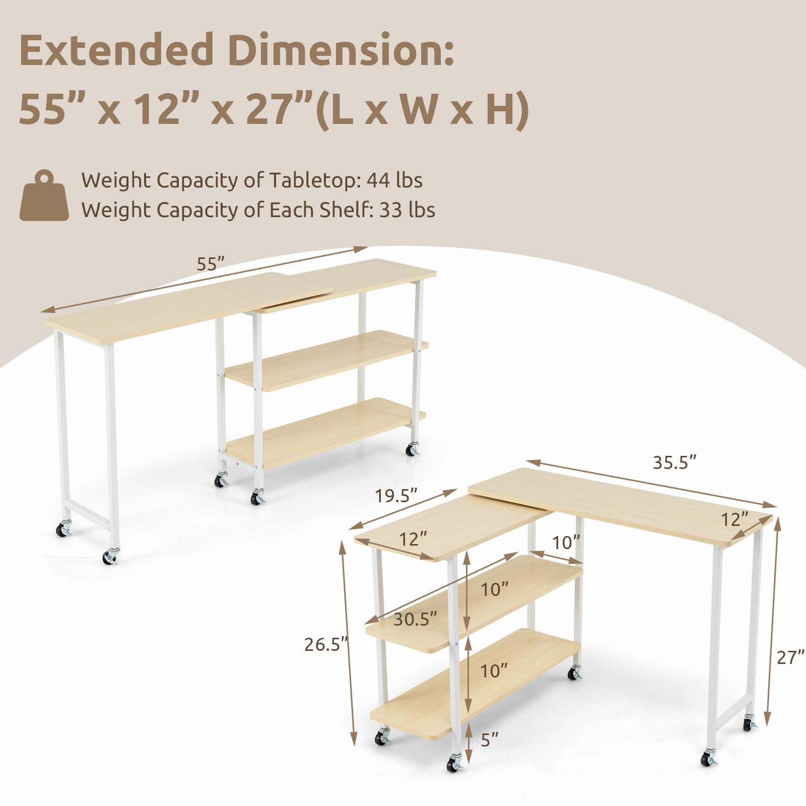 Tangkula 360° Rotating Side Table with 2-Tier Storage - Patented Mobile End Table with Lockable Casters & Metal Frame - Swivel Rolling Desk for Living Room, Bedroom, Office - Perfect as Laptop Table, Couch Snack Table, or Nightstand