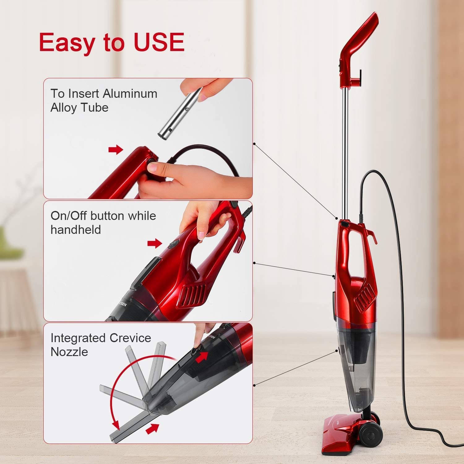 Powerful Handheld Vacuum Cleaner for Home & Car - Multi-Surface Cleaning