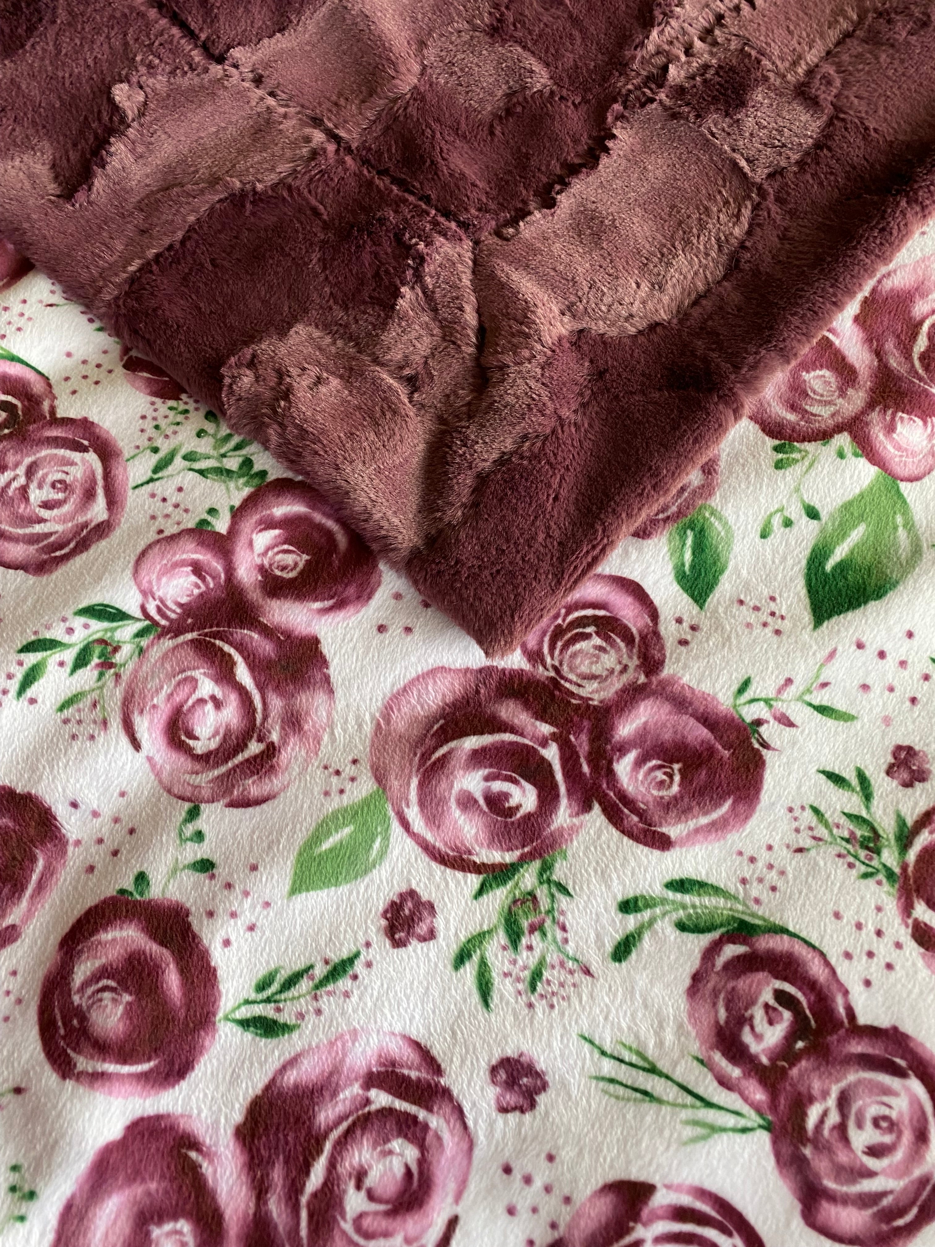 Luxury Rose Merlot Minky Blanket - Super Soft Plush Throw 53x63 Inches for Cozy Nights, Gifts, and Home Decor