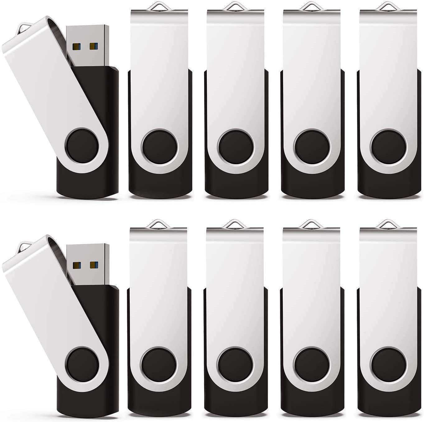 KEXIN 100 Pack 8GB USB Flash Drives Bulk - Swivel Design Thumb Drives Memory Sticks USB 2.0 Black - Perfect for School, Office, Business, Data Storage & Bulk Gifting