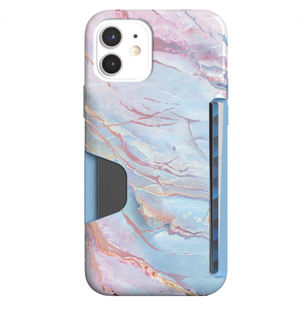 Holo Moonstone iPhone Wallet Case - Slim Protective Phone Cover with Card Holder for iPhone 13/14/15 - Perfect for Travel, Shopping & Everyday Use