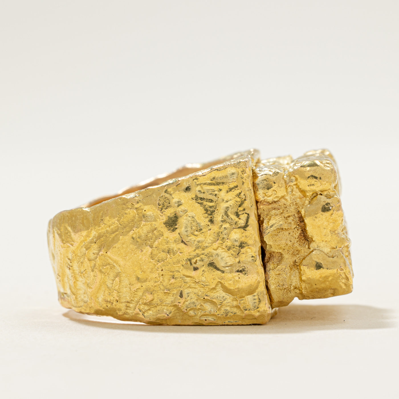 18k Yellow Gold Brick Ring for Men - Size 11 | Luxury Statement Jewelry for Weddings, Anniversaries & Special Occasions