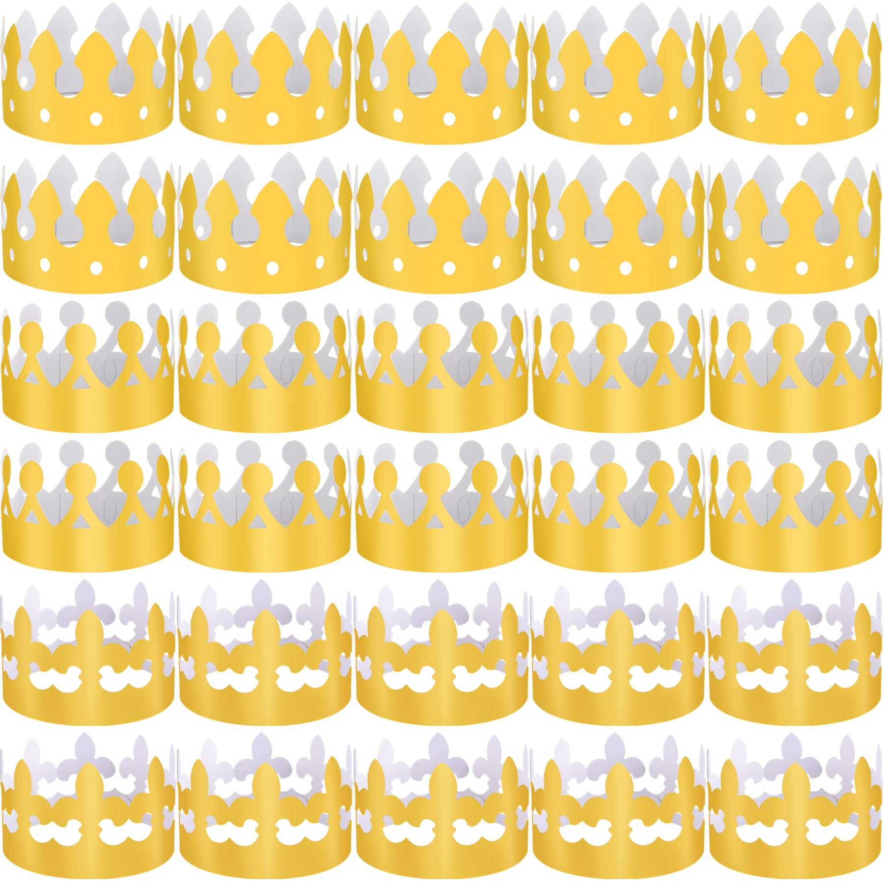 27 Pack Golden Paper Crowns for Birthday Parties - King & Queen Crowns for Kids & Adults - Perfect for Birthdays, Halloween, Costumes & Themed Events