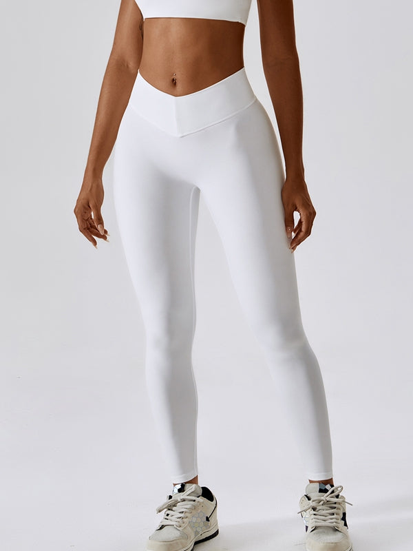 ZASUWA Women's V-Shape Waist Scrunch Butt Lifting Leggings - High Waisted Tummy Control Yoga Pants for Workout, Running & Gym