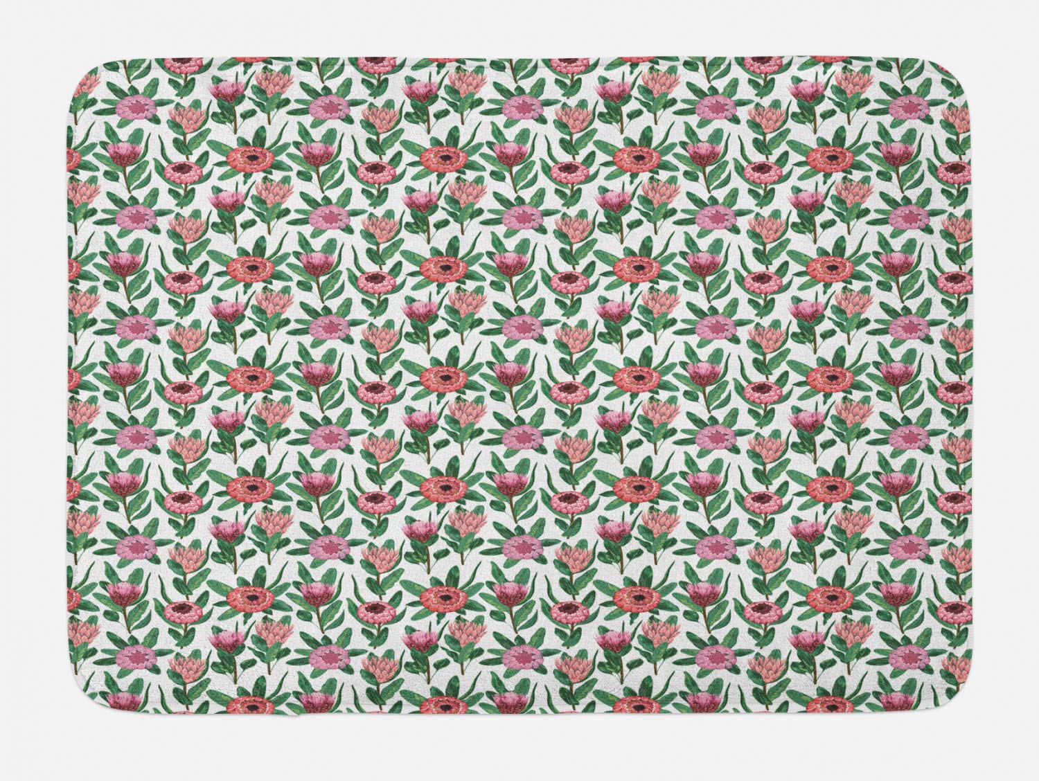 Ambesonne Vintage Botany Bath Mat - Non-Slip Plush Bathroom Rug with Protea Flowers & Leaves Design, 30.2