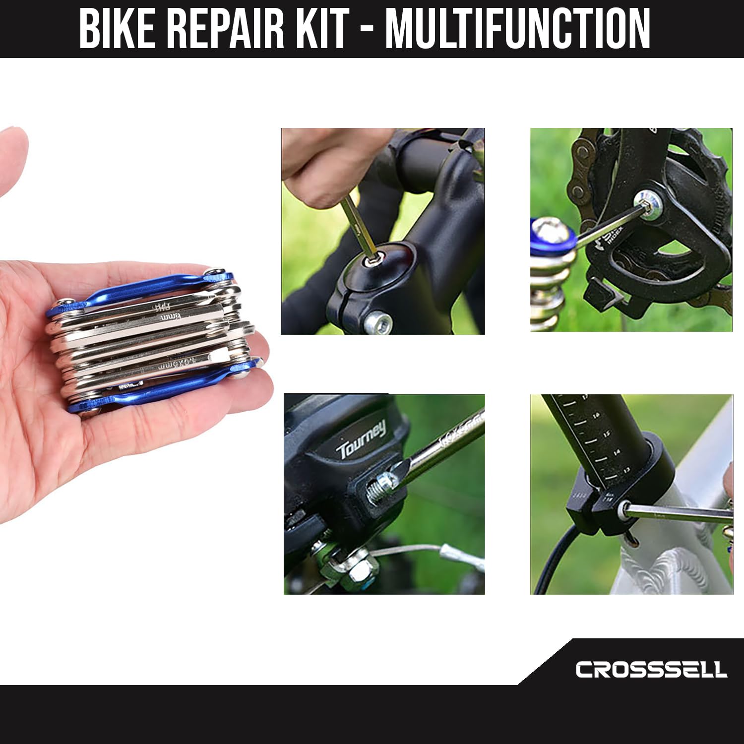 **Professional Bike Tool Kit - 18-in-1 Multi-Tool for MTB & Mountain Bike Repair - Durable & Portable Cycling Accessories (Blue) - Perfect for Trail Rides, Commuting & Emergency Roadside Repairs**